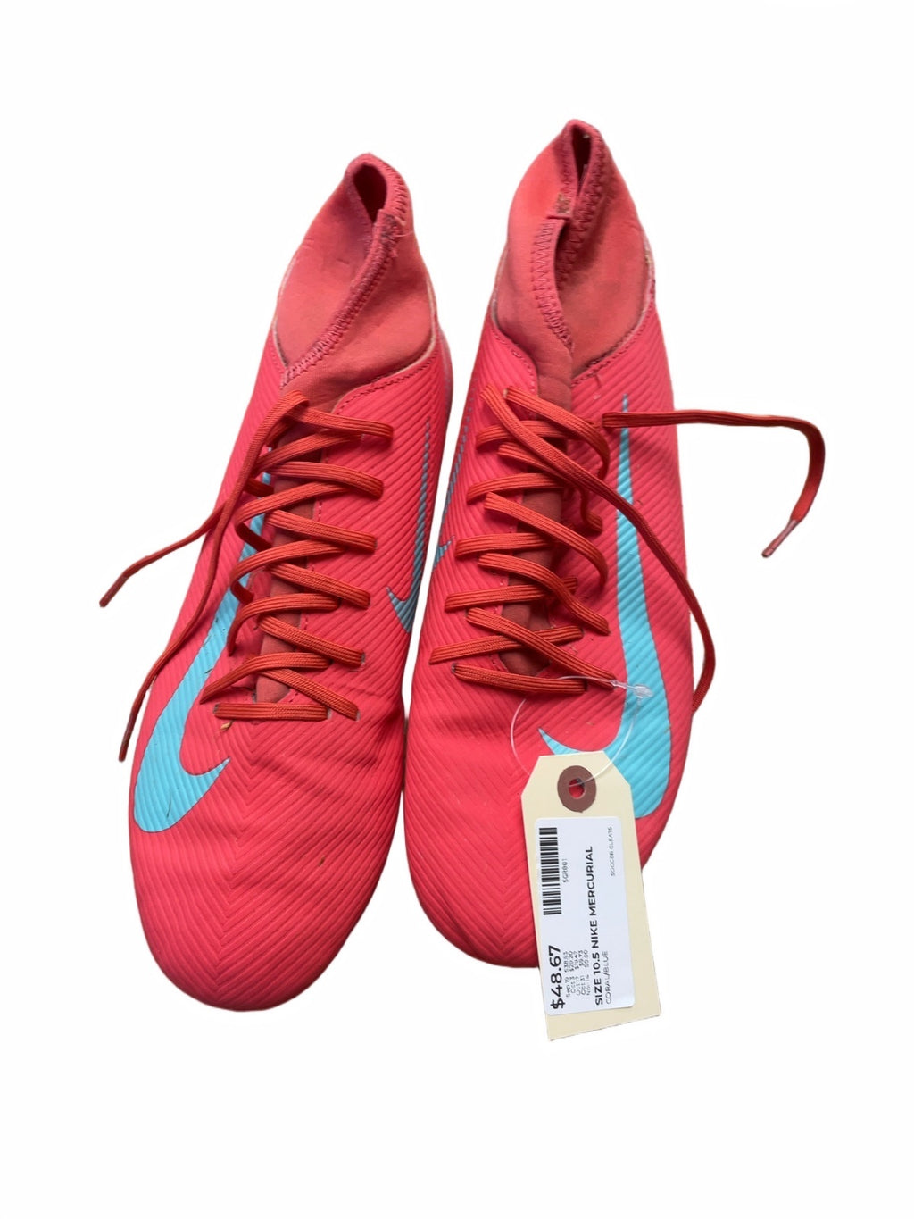 Nike Mercurial Size 10.5 Coral/Blue Soccer Cleats
