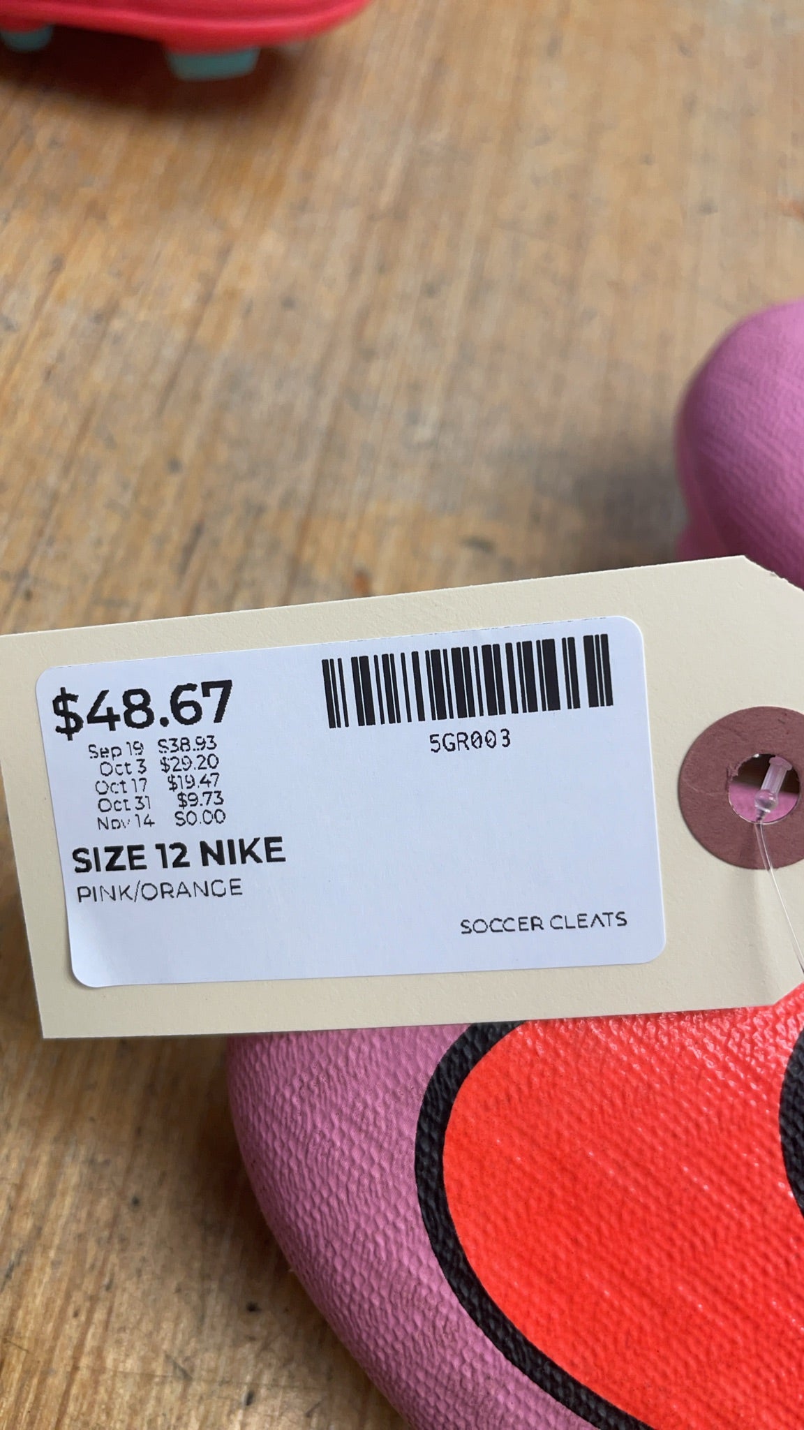 Nike Mercurial Size 12 Pink/Orange Soccer Cleats
