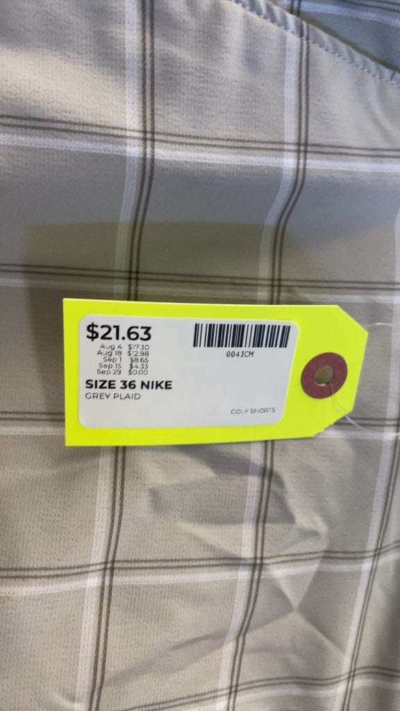 Nike Size 36 Grey Plaid Golf Shorts