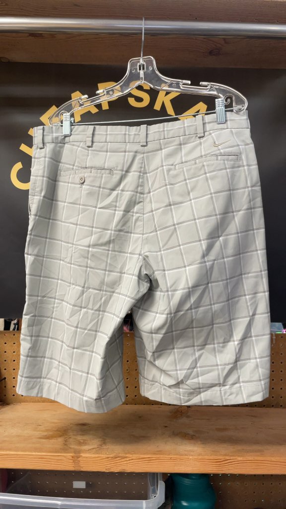 Nike Size 36 Grey Plaid Golf Shorts