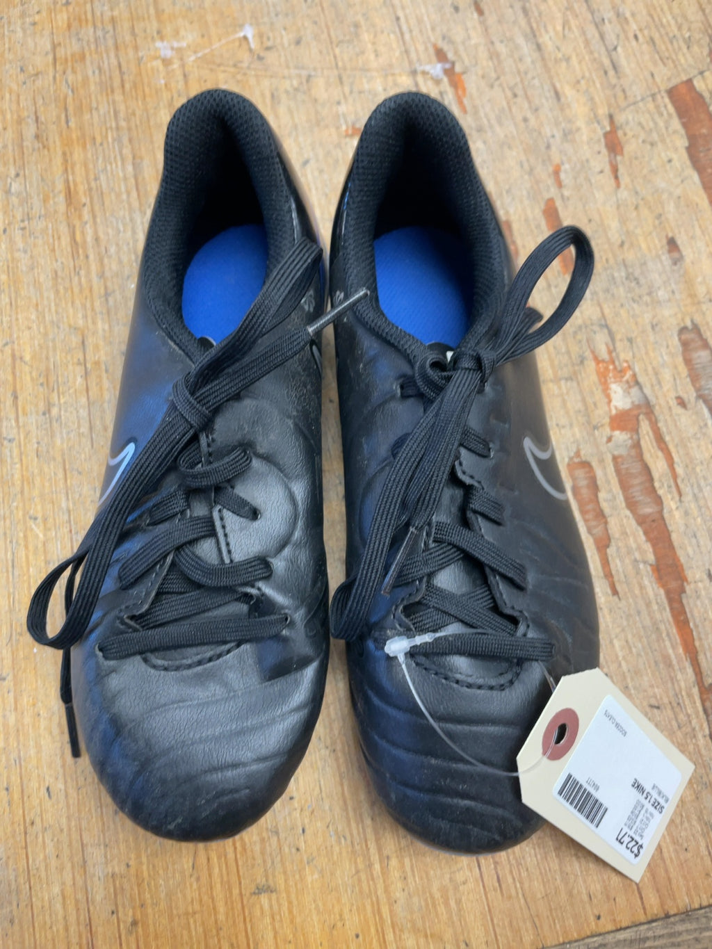 Nike Soccer Cleats Size 1.5 Black/Blue