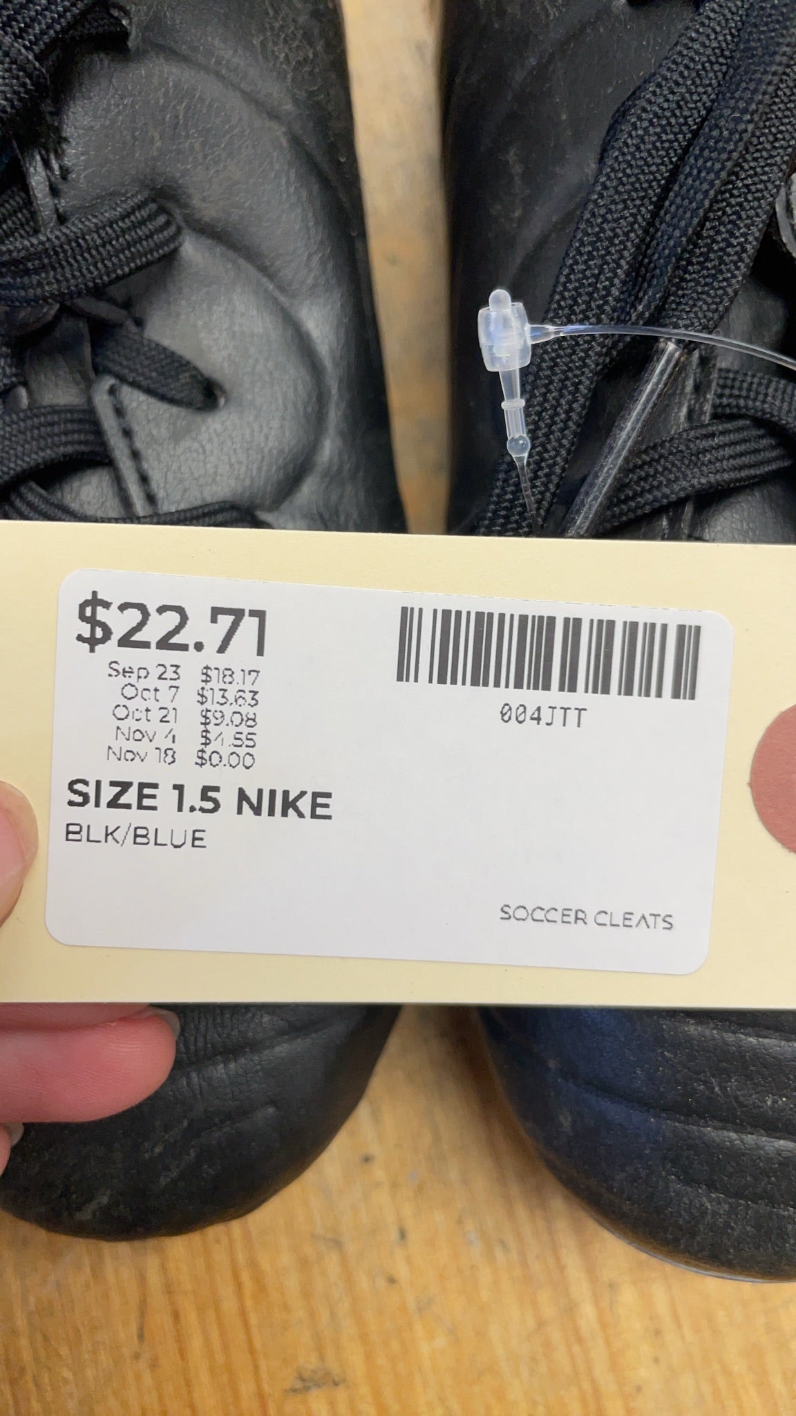 Nike Soccer Cleats Size 1.5 Black/Blue