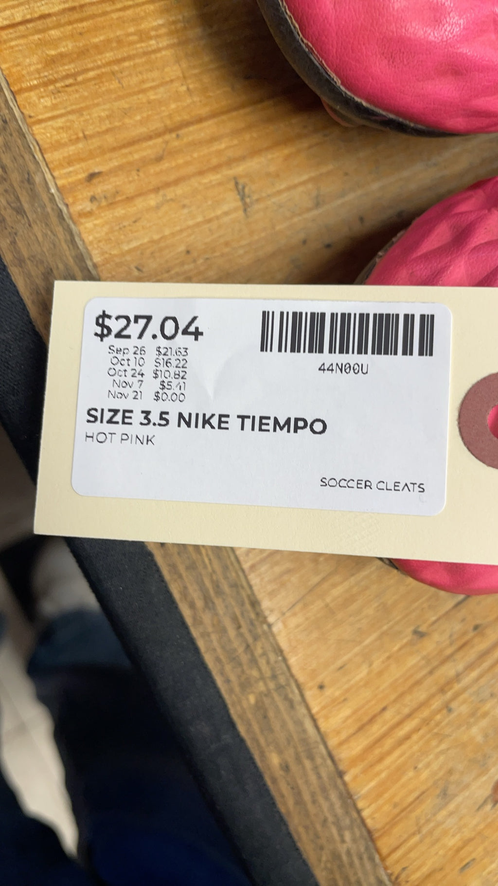 Nike Tiempo Size 3.5 Hot Pink Soccer Cleats