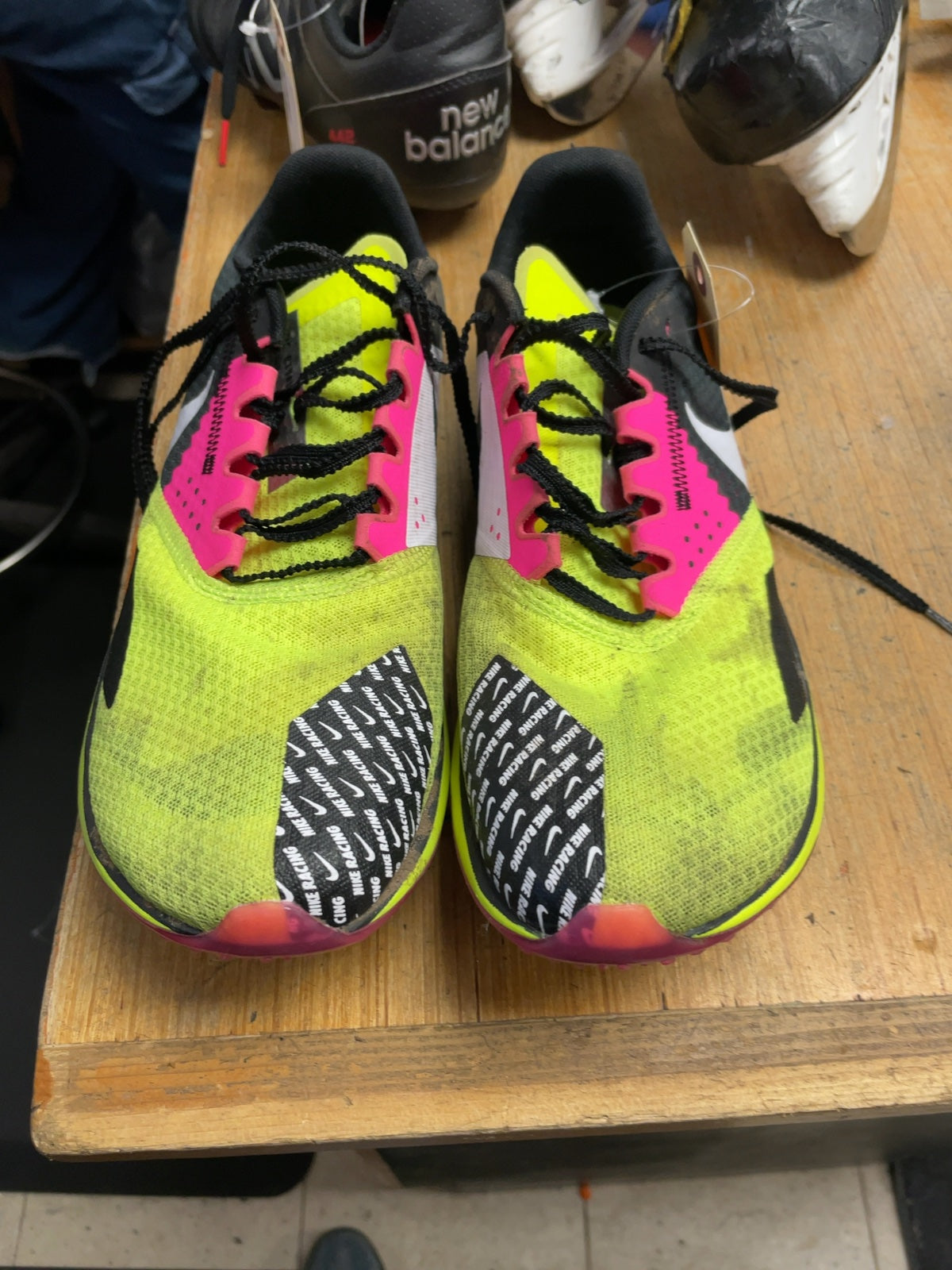 Nike Track Spikes Size 10 Yellow/Pink/Black