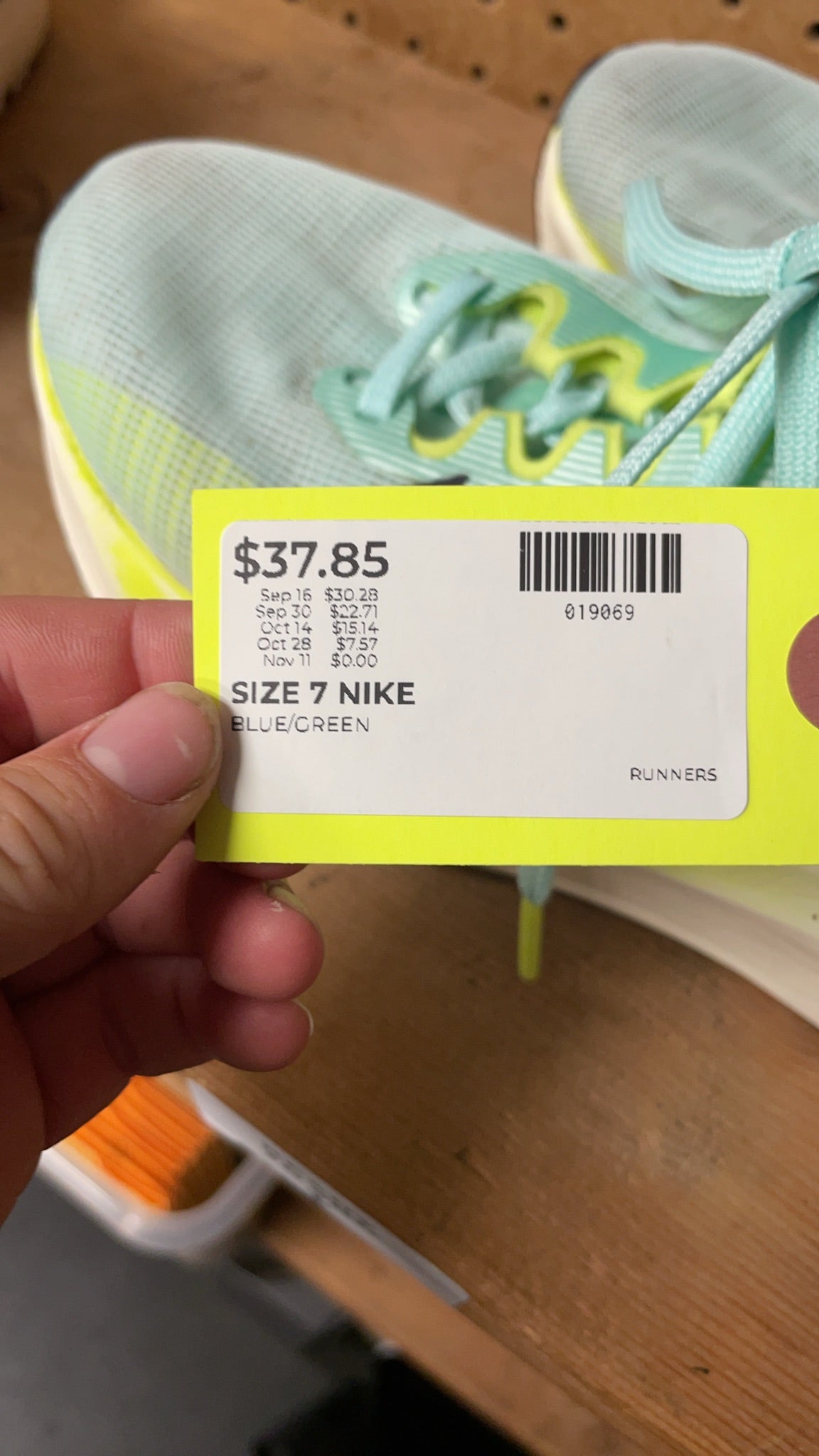 Nike Zoom Fly Size 7 Blue/Green Running Shoes
