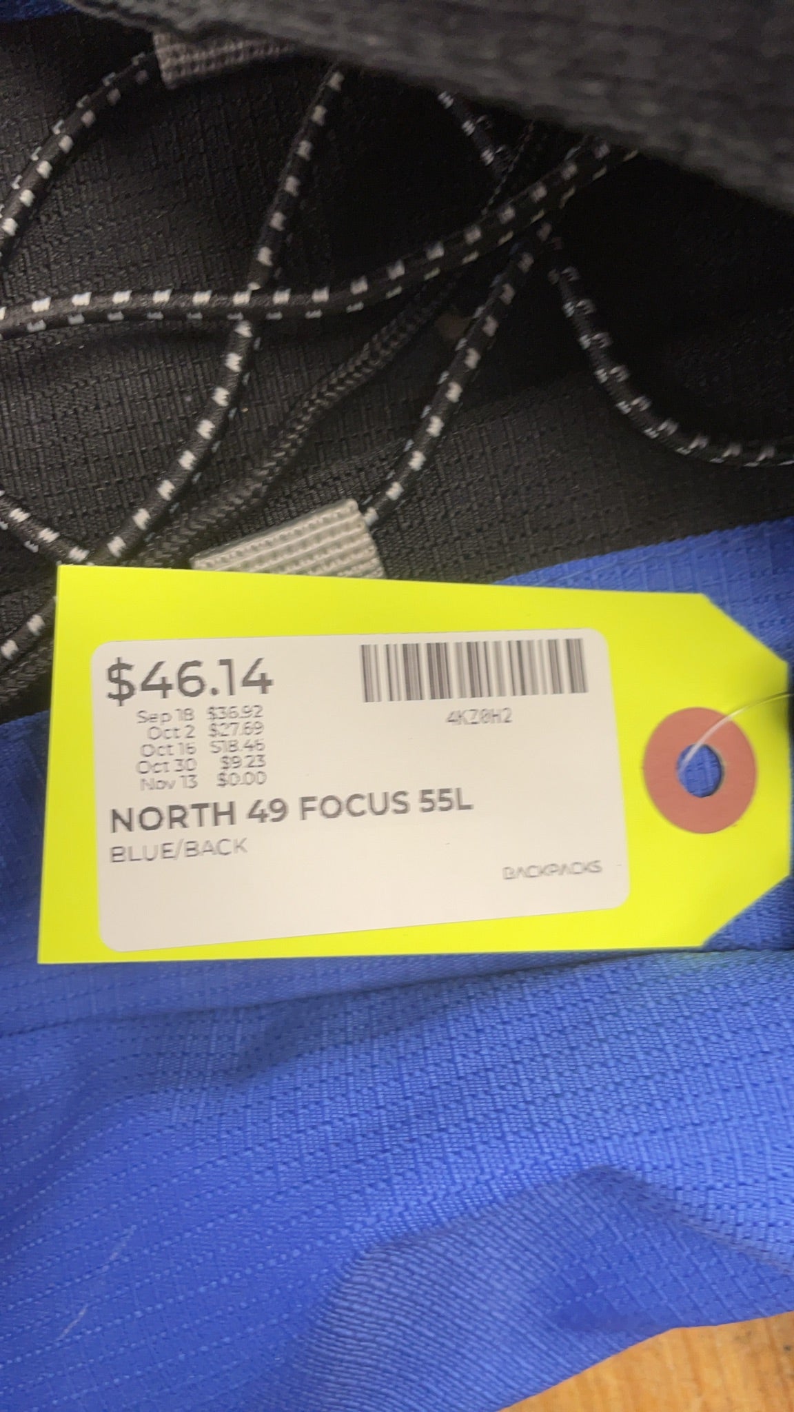 North 49 Focus 55L Blue/Black Backpack