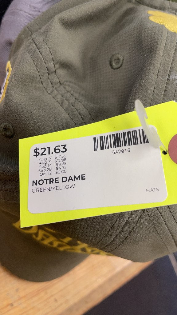 Notre Dame Fighting Irish Adjustable Hat - Green/Yellow