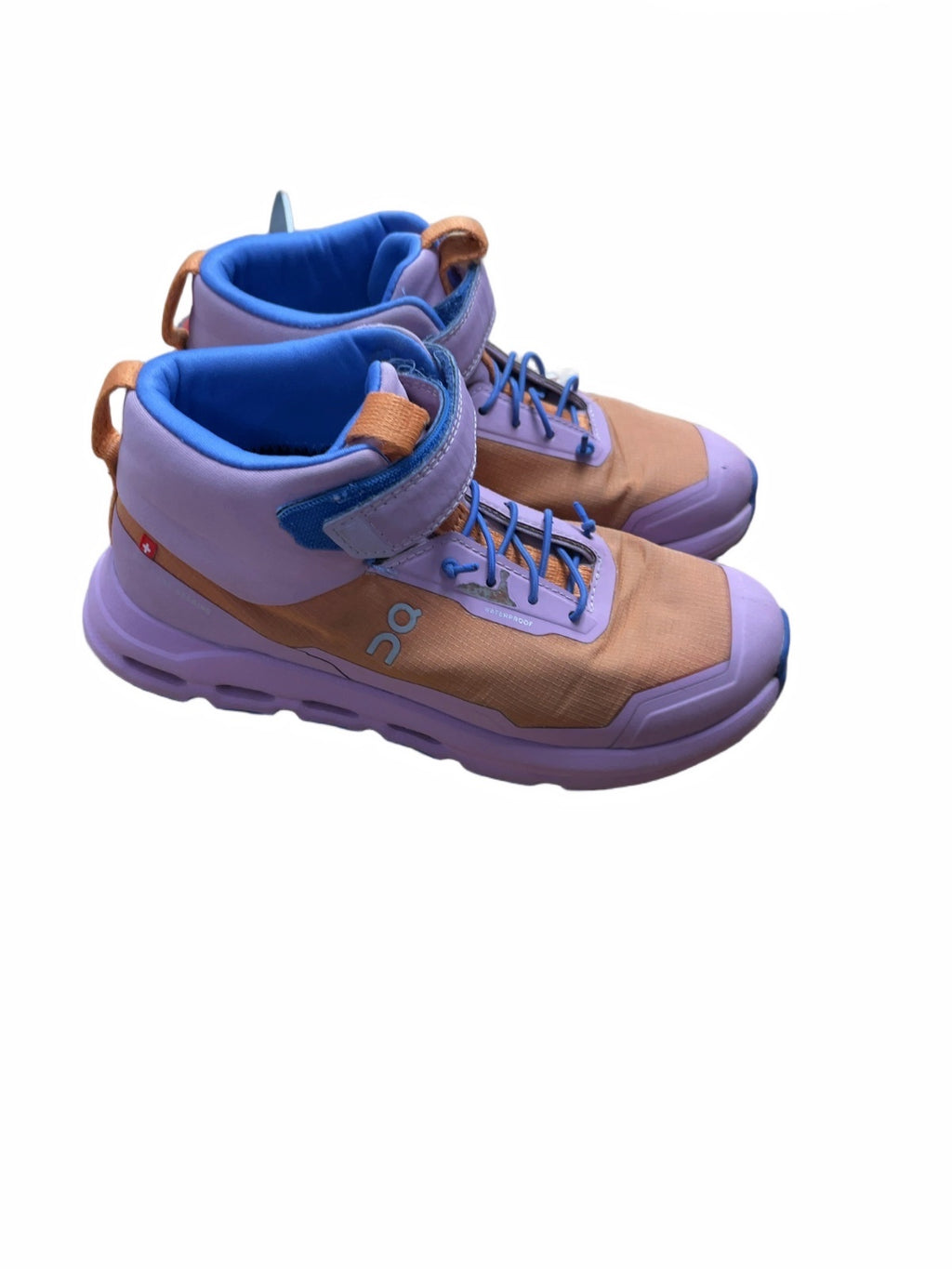 On Cloudrock Waterproof Size 2 Purple/Orange Hiking Boots