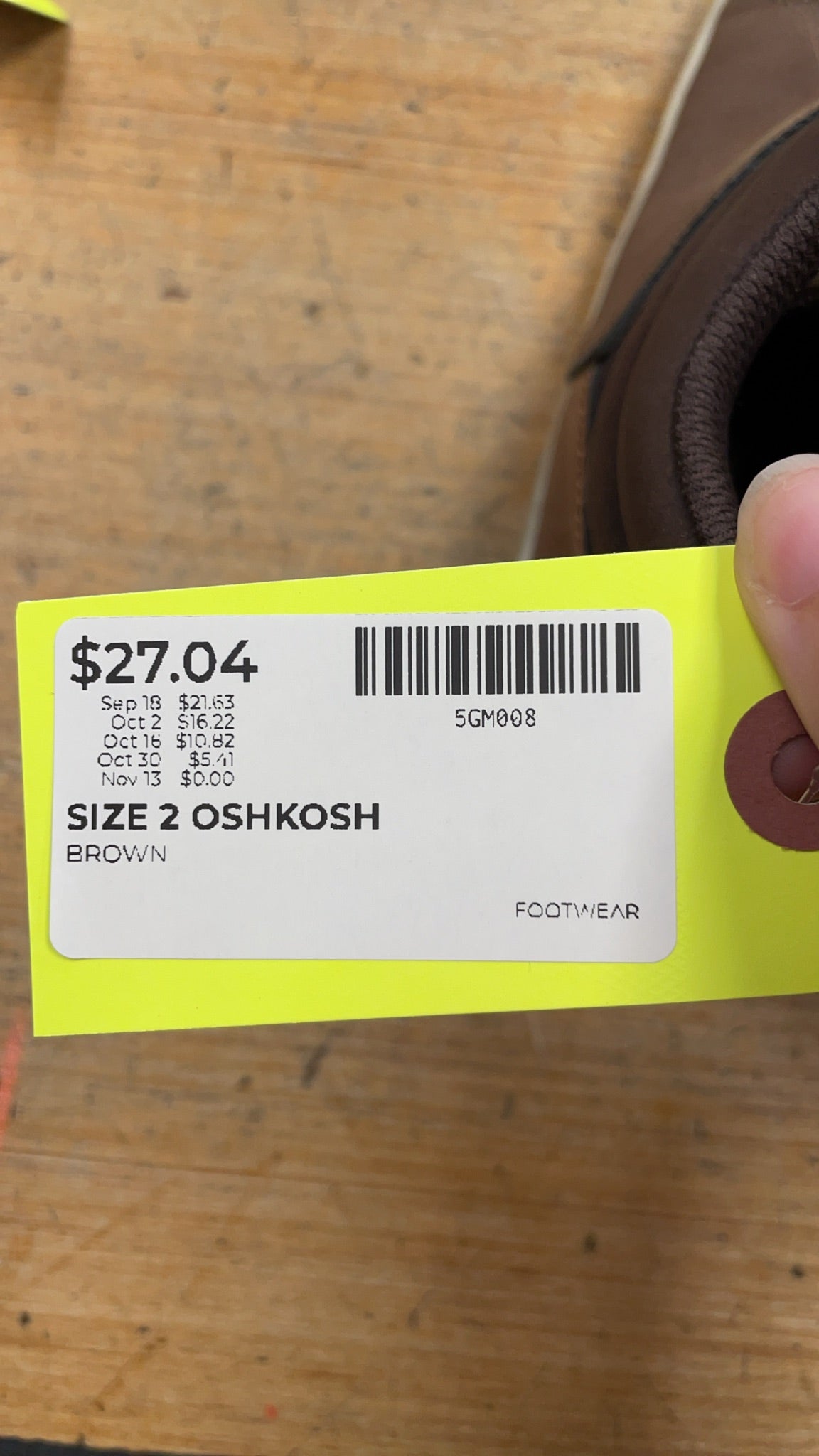 OshKosh Mid-Top Sneakers Size 2 Brown