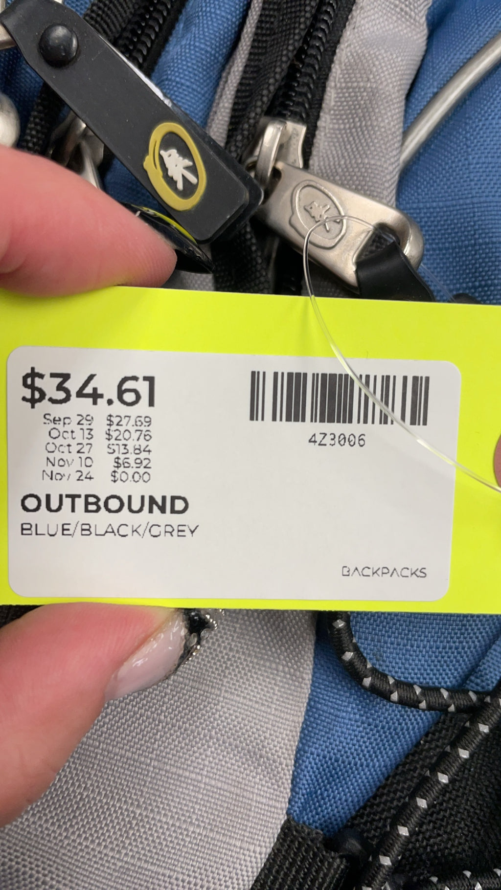 Outbound Blue/Black/Grey Backpack