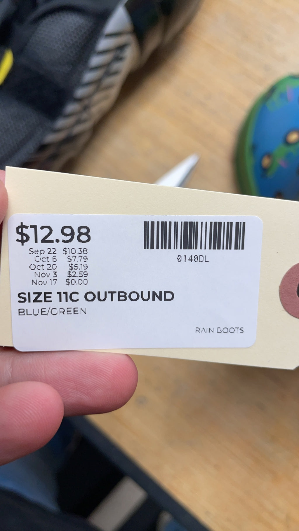 Outbound Tractor Pattern Size 11C Rain Boots
