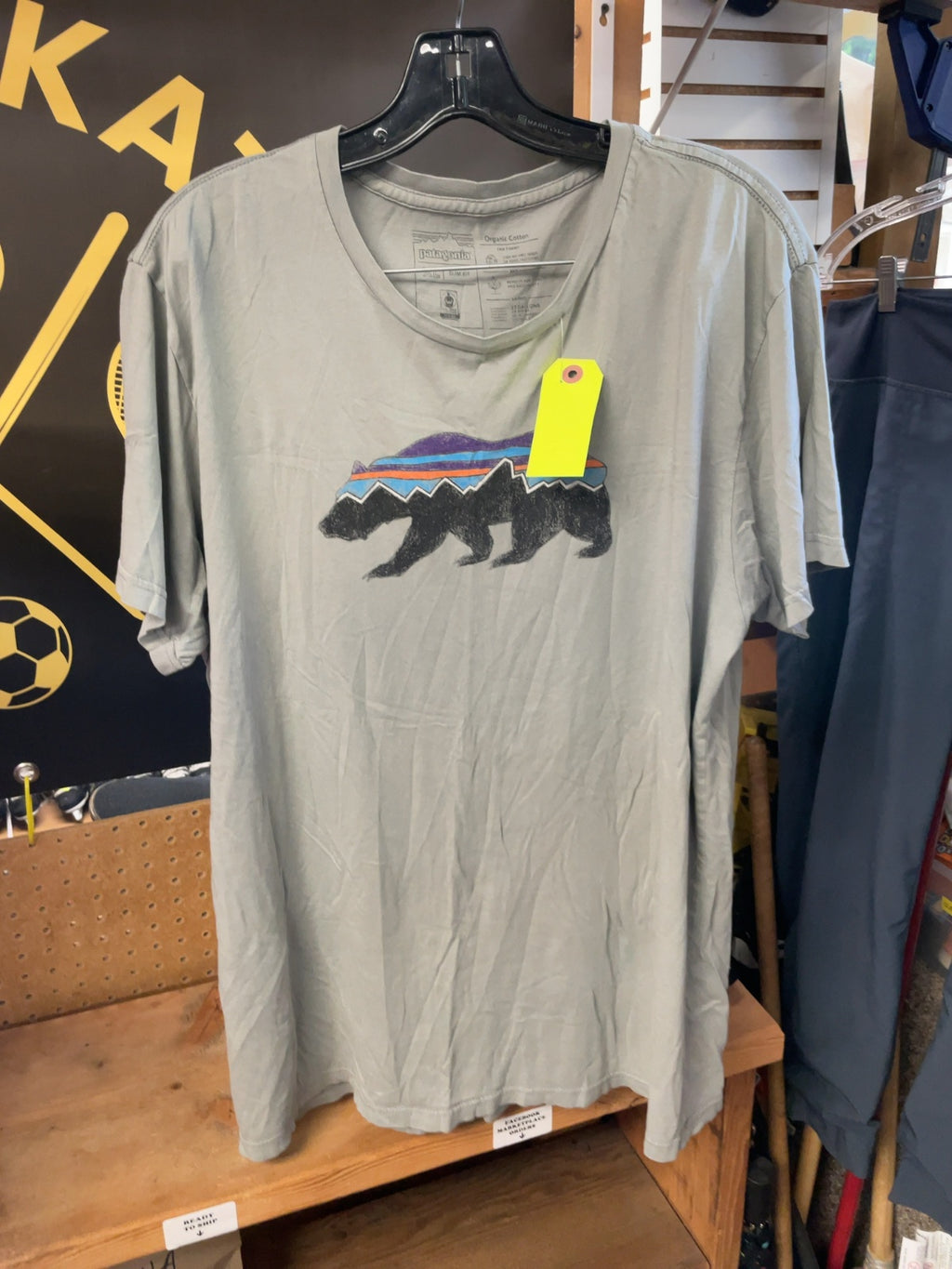 Patagonia Bear Logo Slim Fit Organic Cotton T-Shirt - Grey - XL
