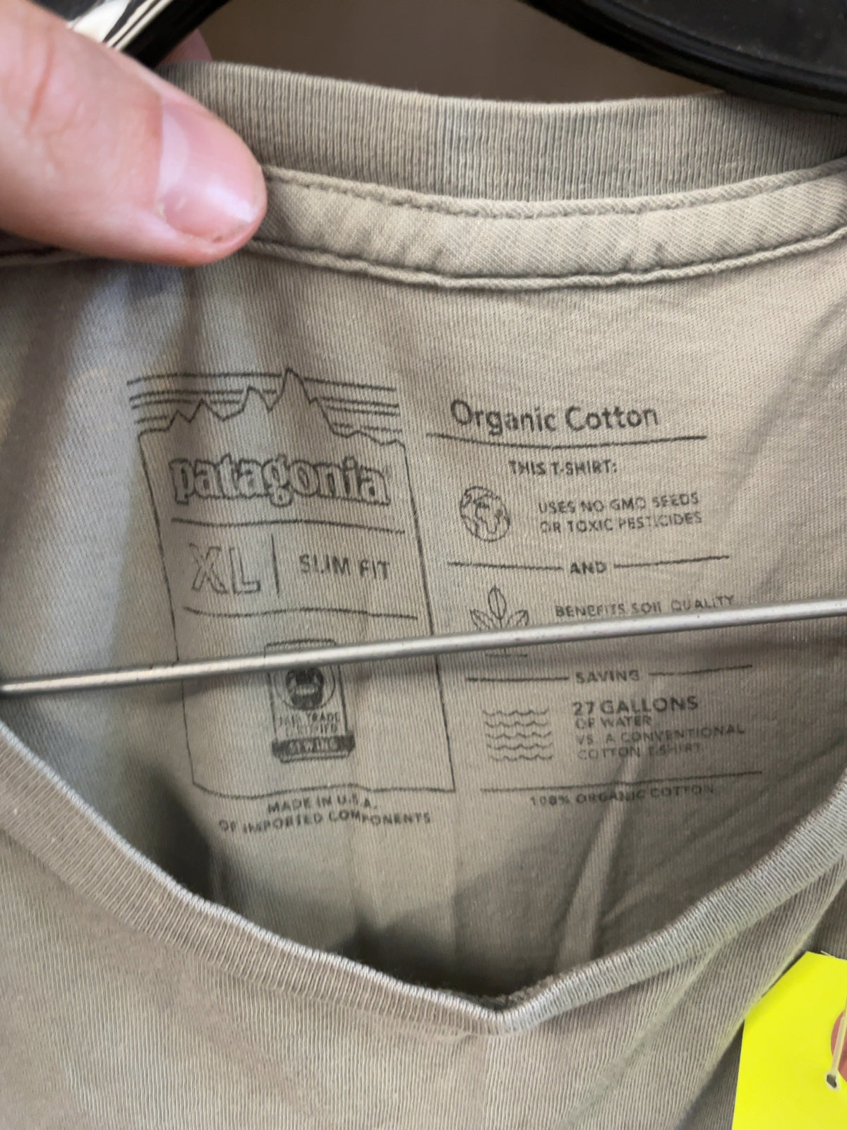 Patagonia Bear Logo Slim Fit Organic Cotton T-Shirt - Grey - XL