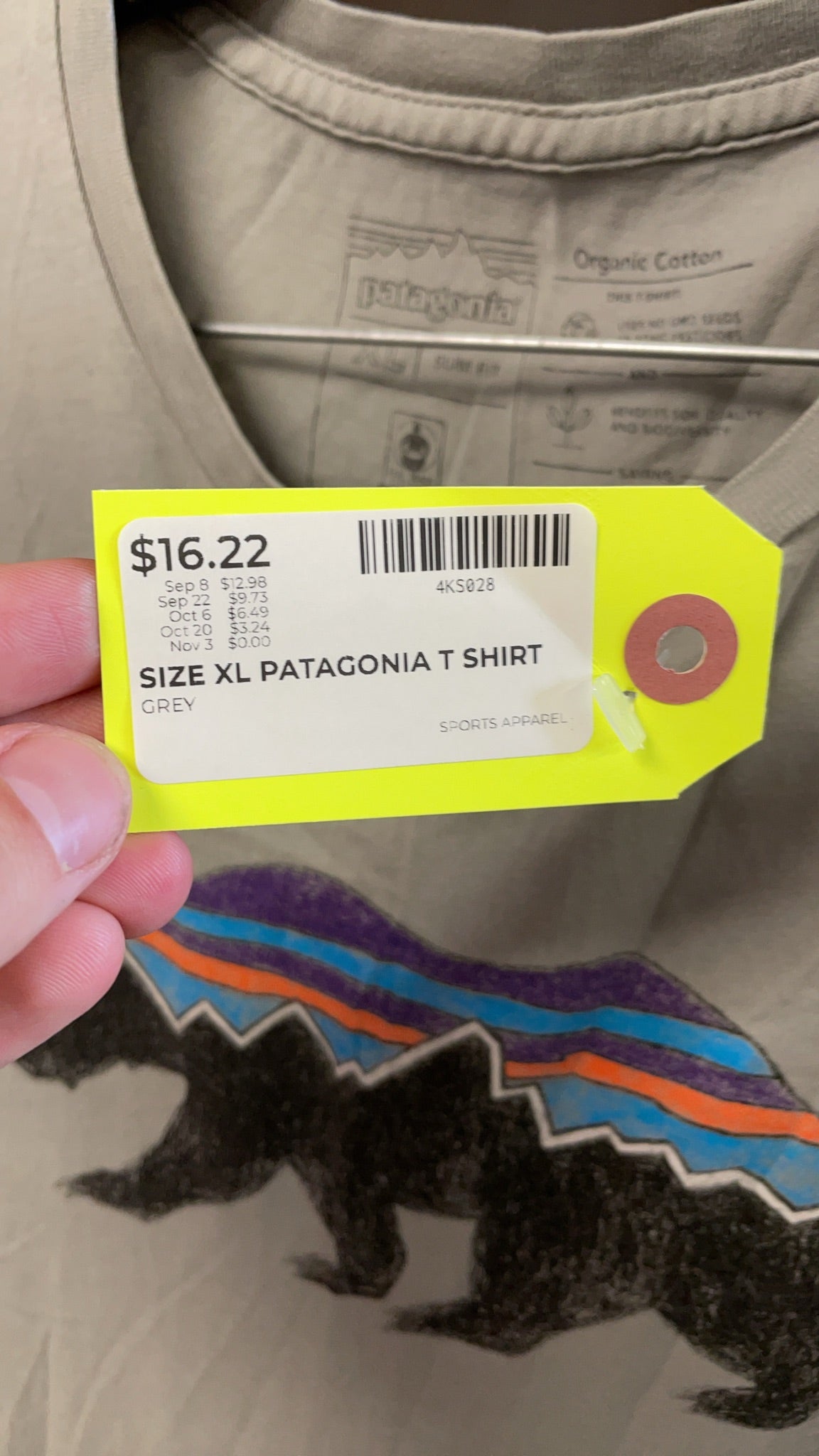 Patagonia Bear Logo Slim Fit Organic Cotton T-Shirt - Grey - XL