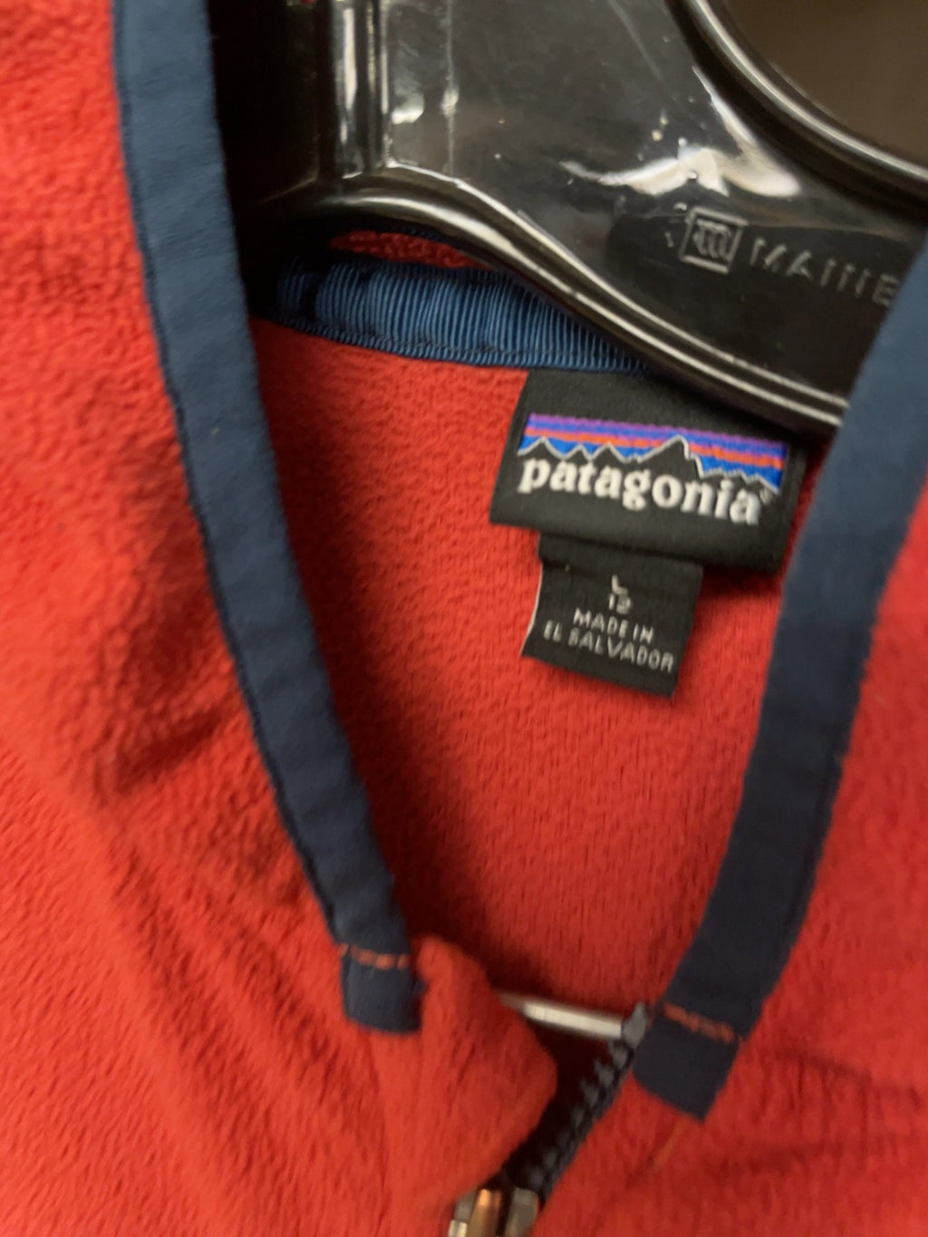 Patagonia Micro D Snap-T Hooded Fleece Size JR 12 Red/Blue