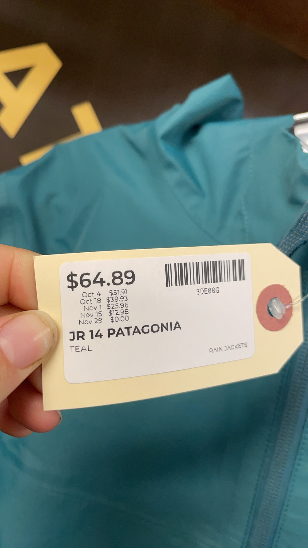 Patagonia Rain Jacket JR 14 Teal