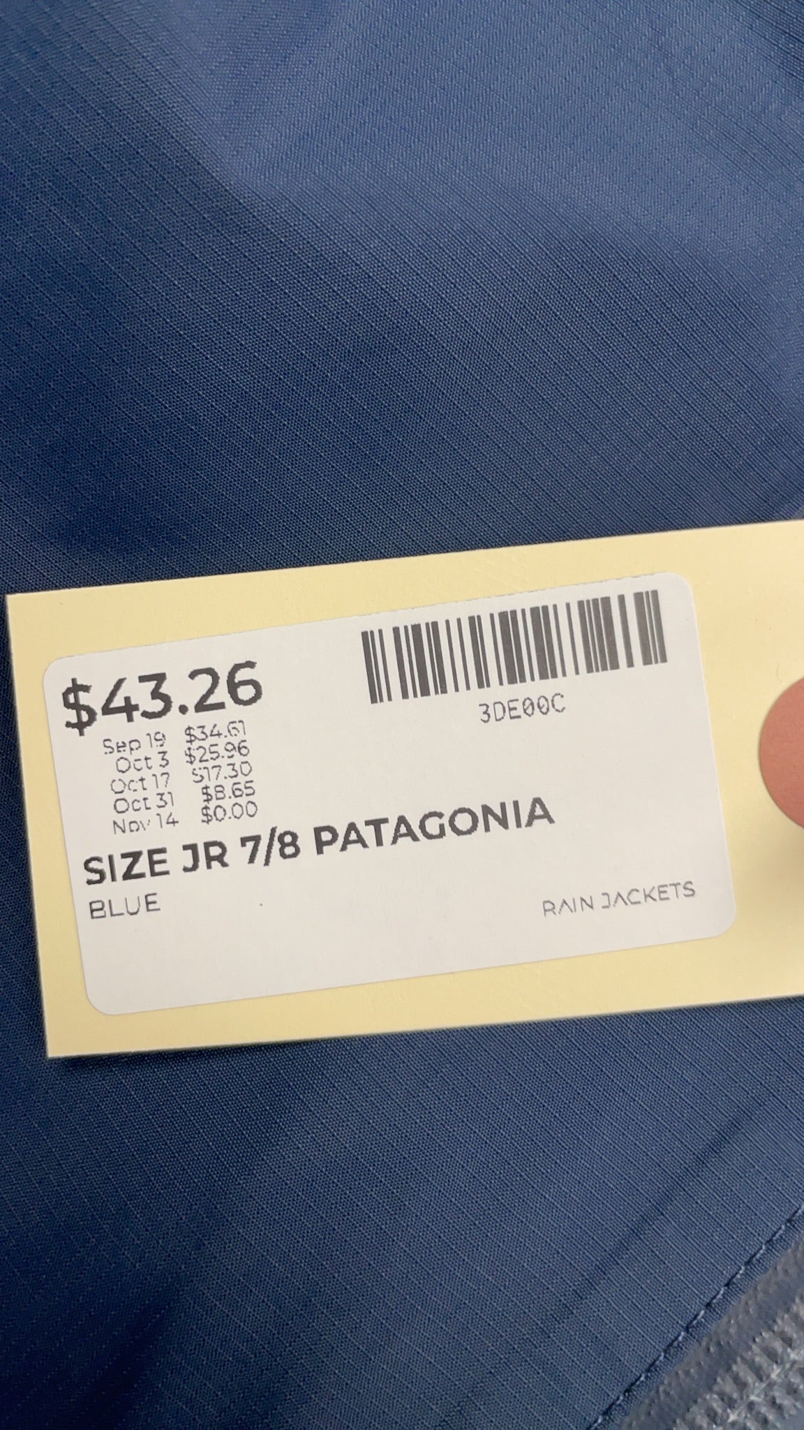Patagonia Rain Jacket JR 7/8 Blue