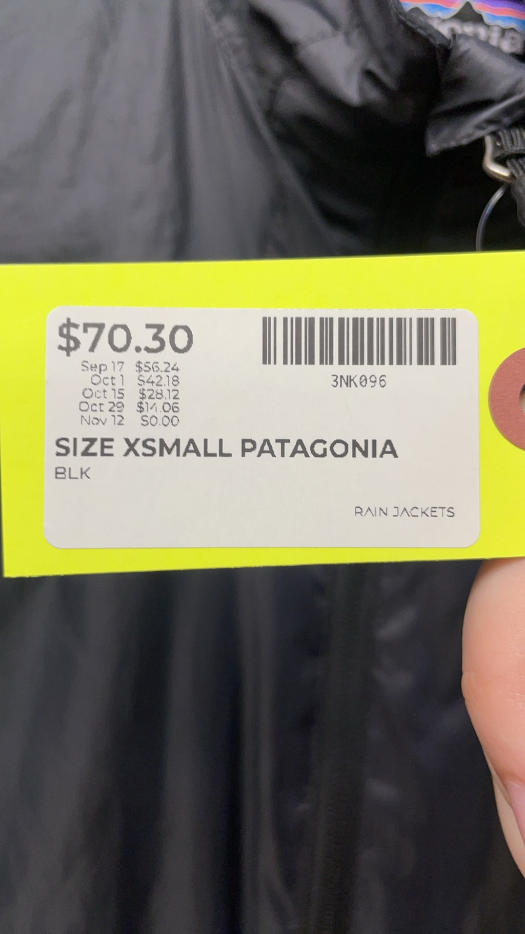 Patagonia Rain Jacket Size XS Black