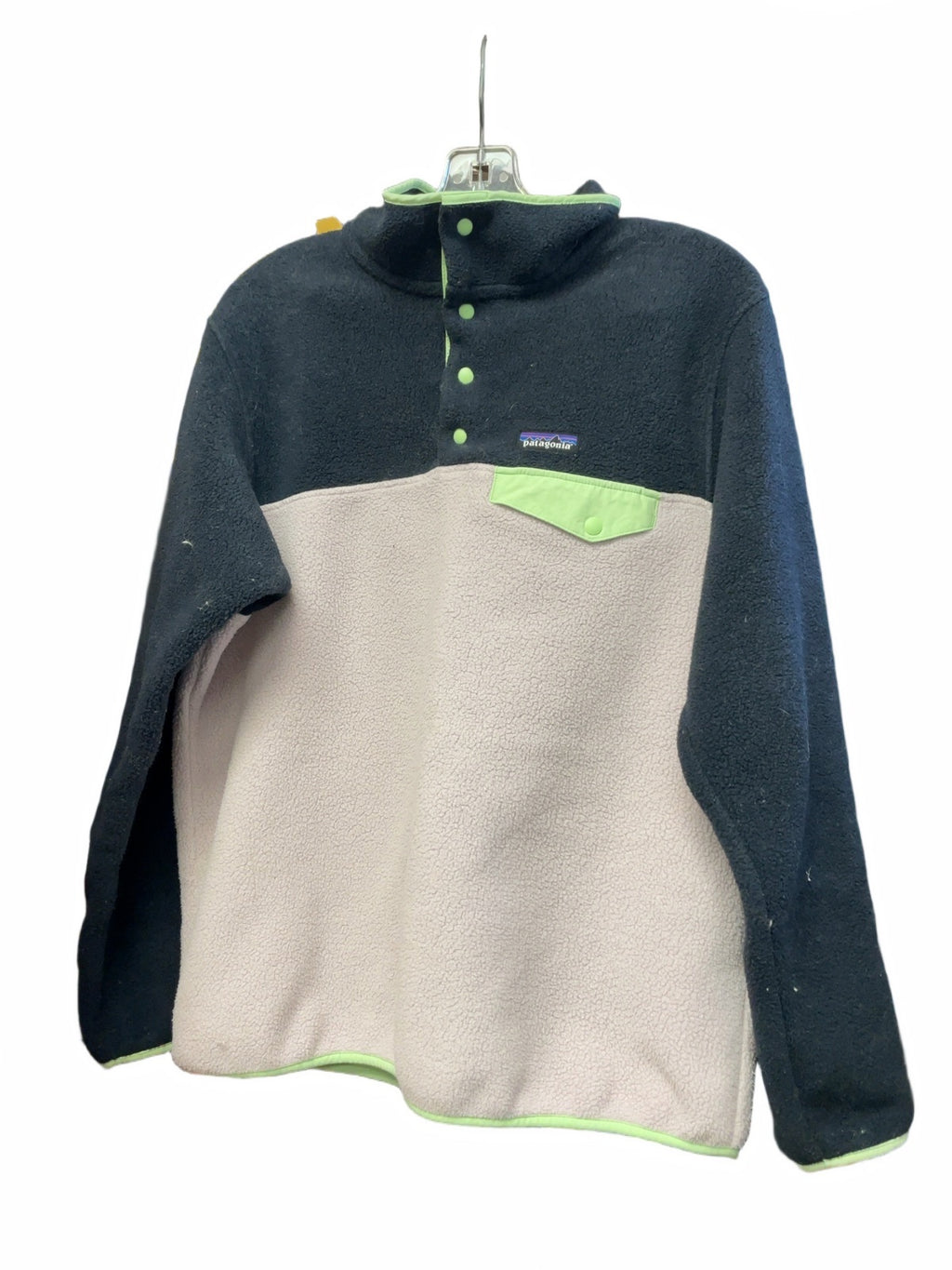 Patagonia Synchilla Size L Pink/Black/Green Fleece Pullover