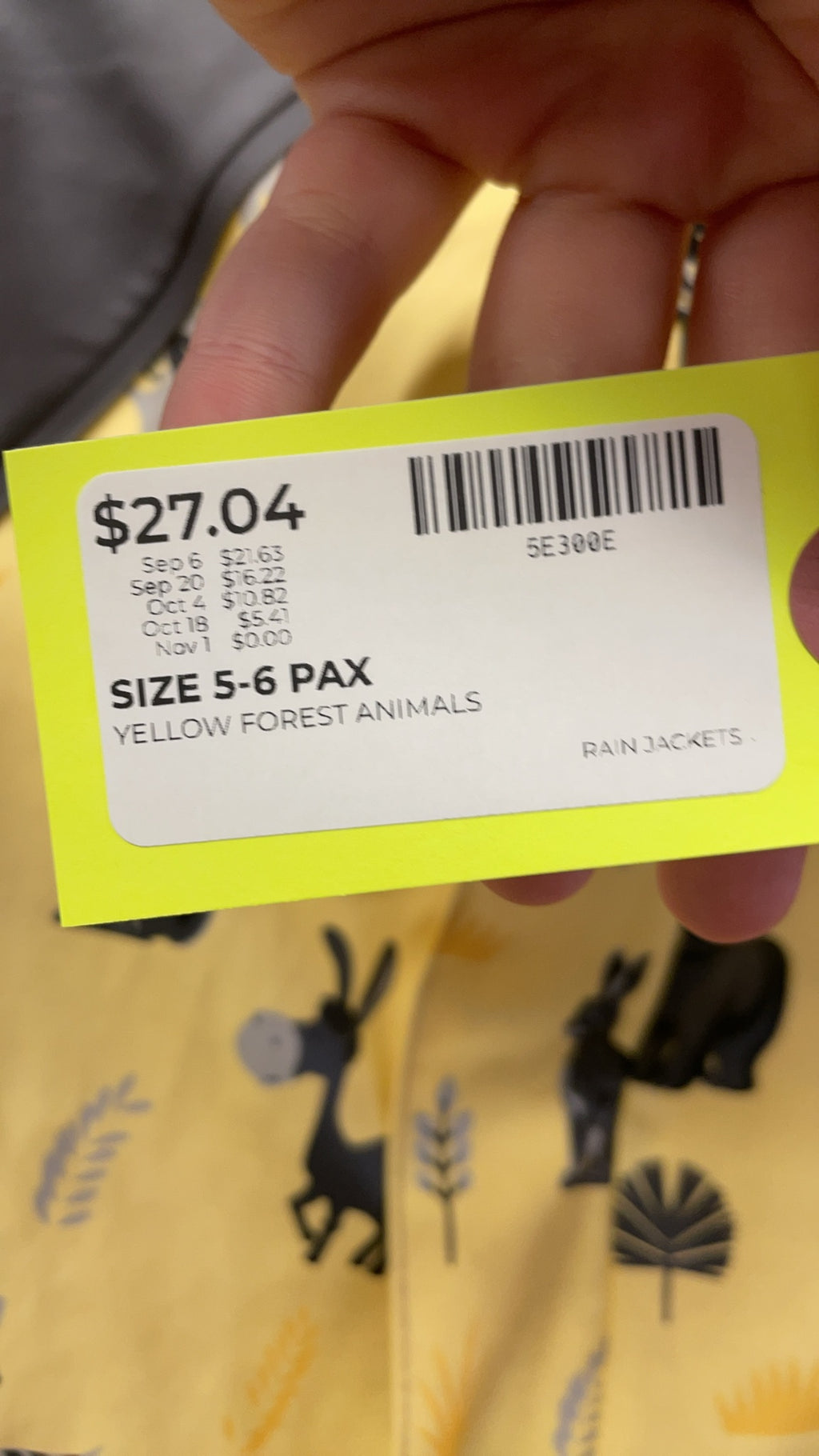 PAX Yellow Forest Animals Rain Jacket