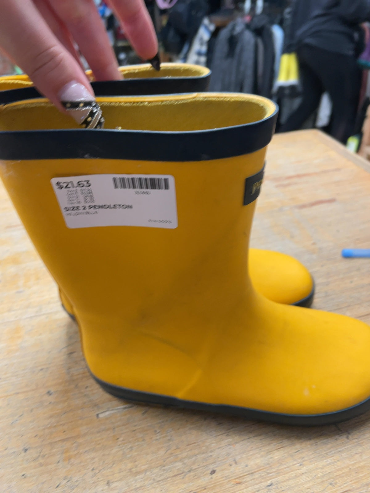 Pendleton Rain Boots Size 2 Yellow/Blue