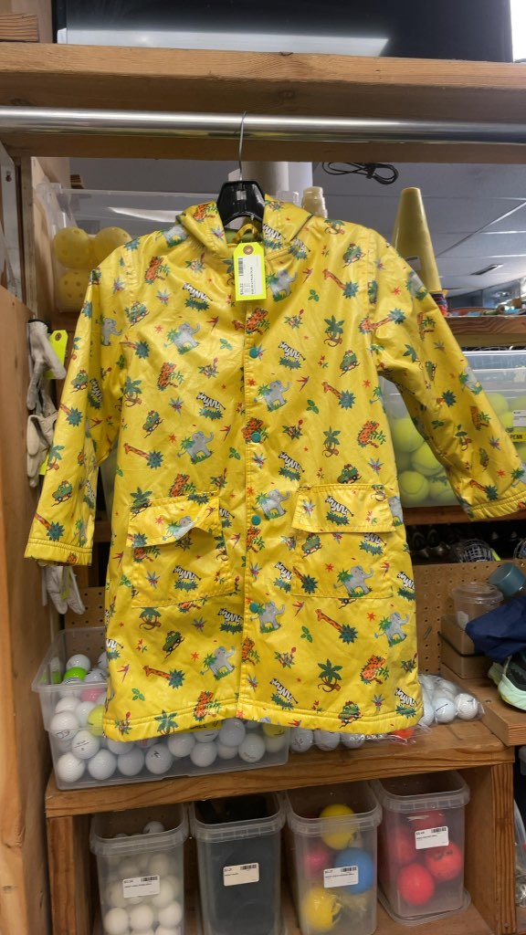 Plue Plue Kids Yellow Animal Print Rain Jacket
