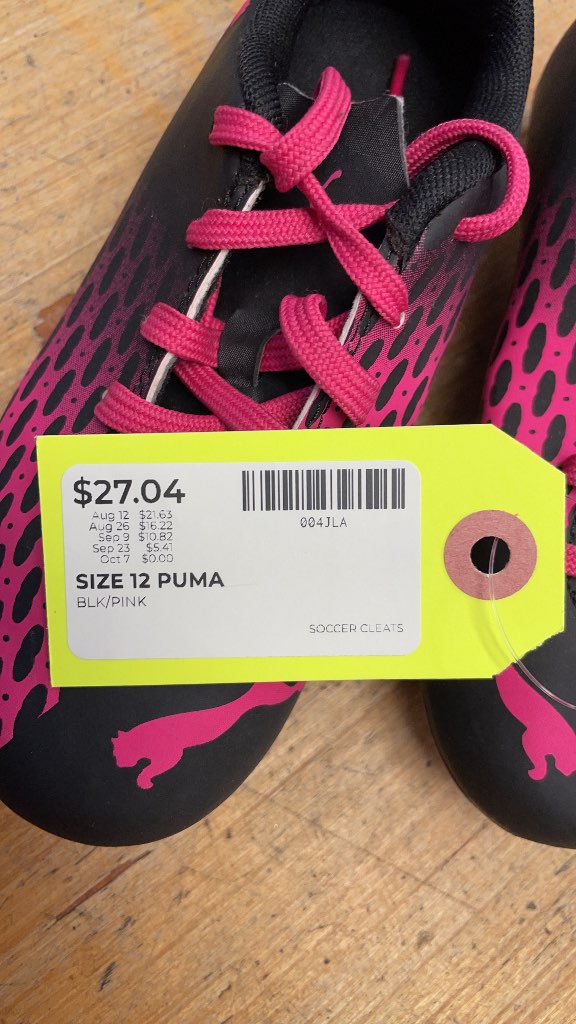 Puma Black and Pink Soccer Cleats Size 12