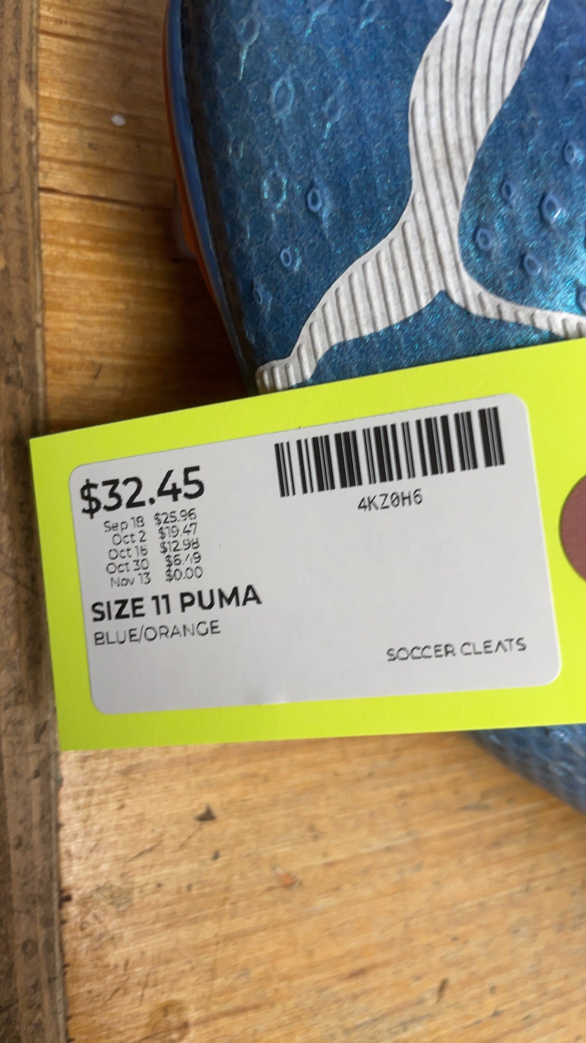 Puma Future Size 11 US Blue/Orange Soccer Cleats