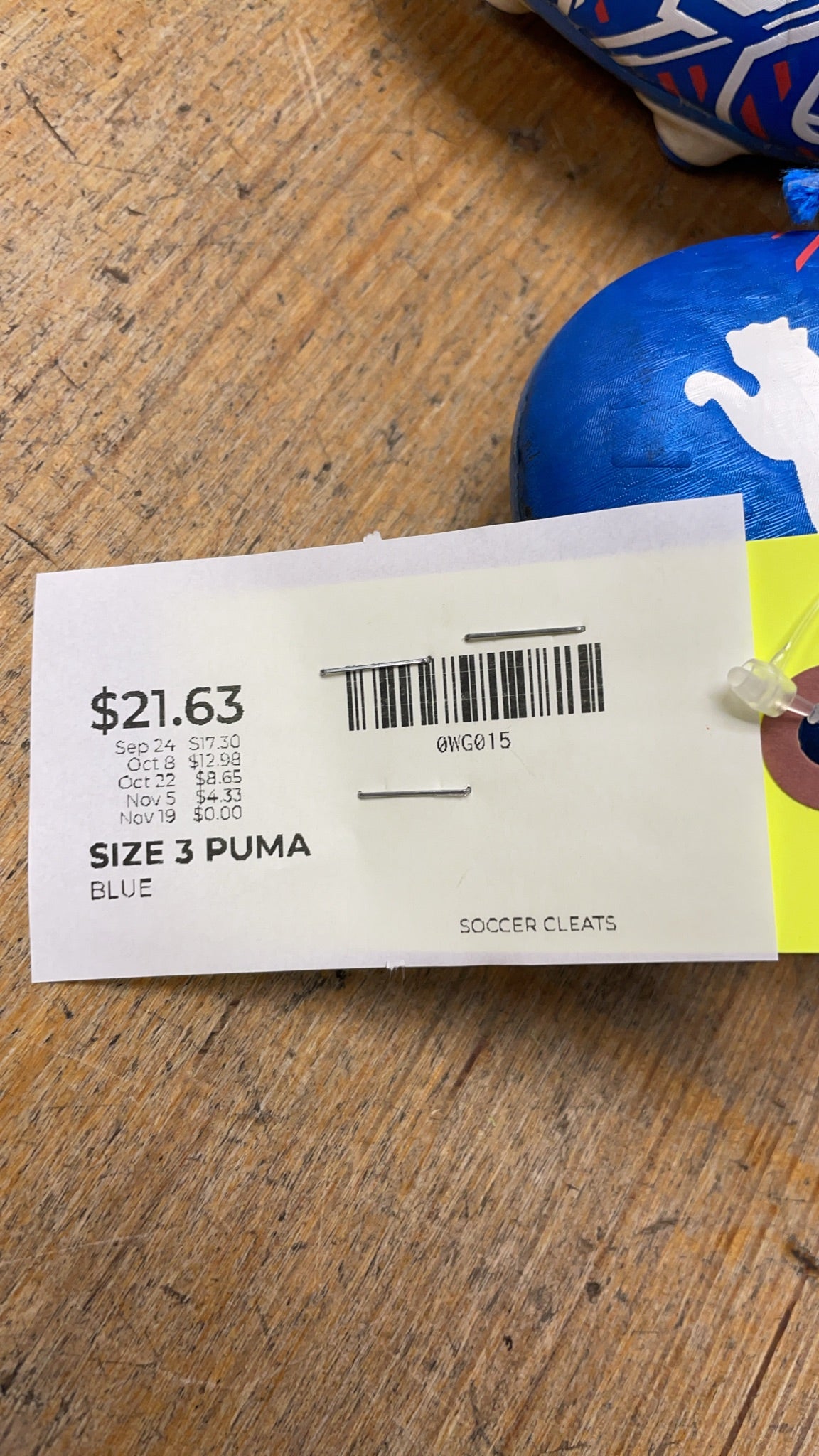 Puma Future Size 3 Blue Soccer Cleats
