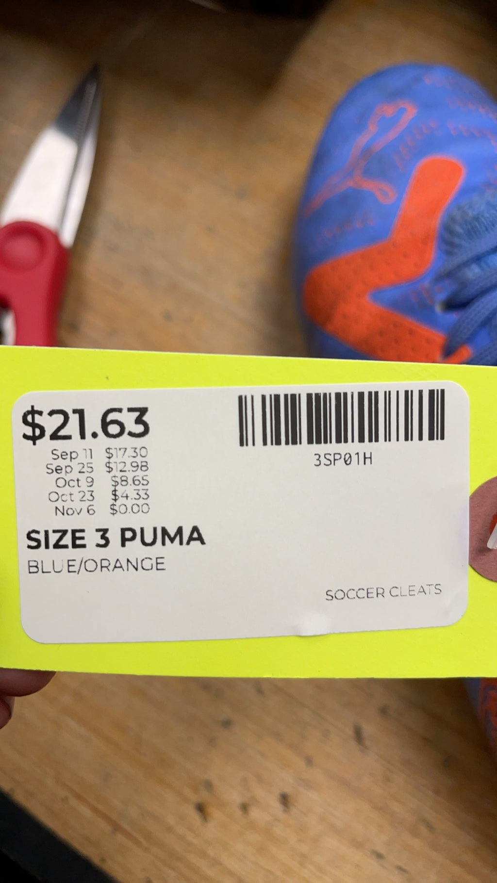 Puma Future Size 3 Soccer Cleats Blue/Orange