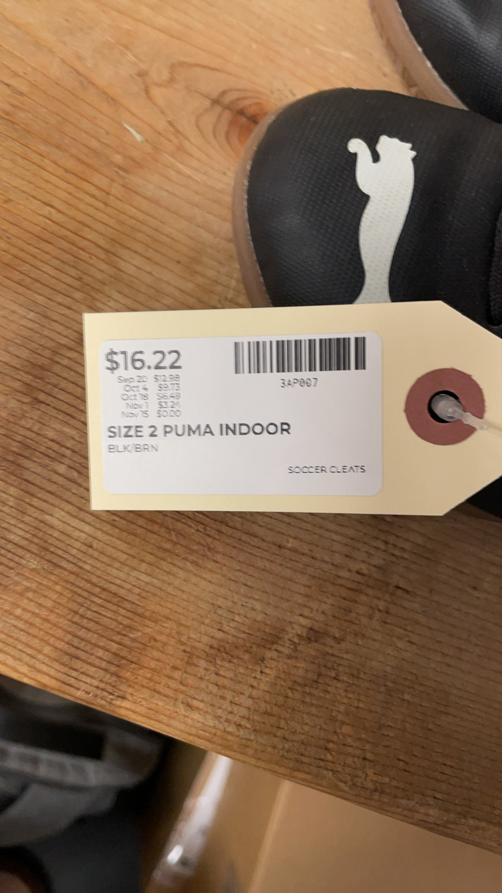 Puma Indoor Soccer Cleats Size 2 Black/Brown