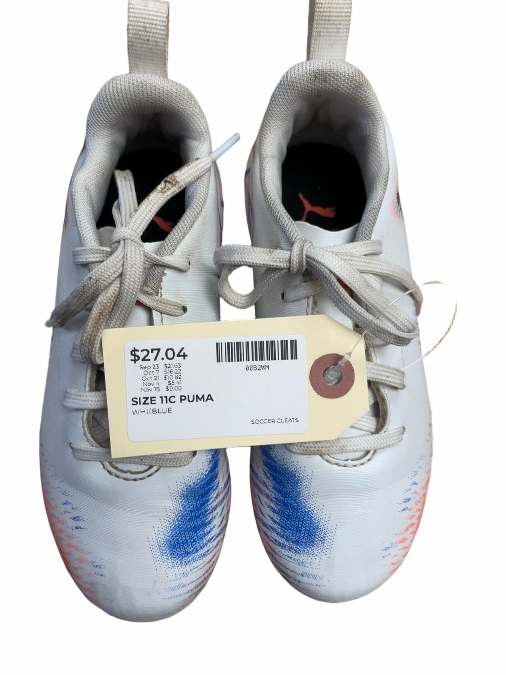 Puma Soccer Cleats Size 11C White/Blue