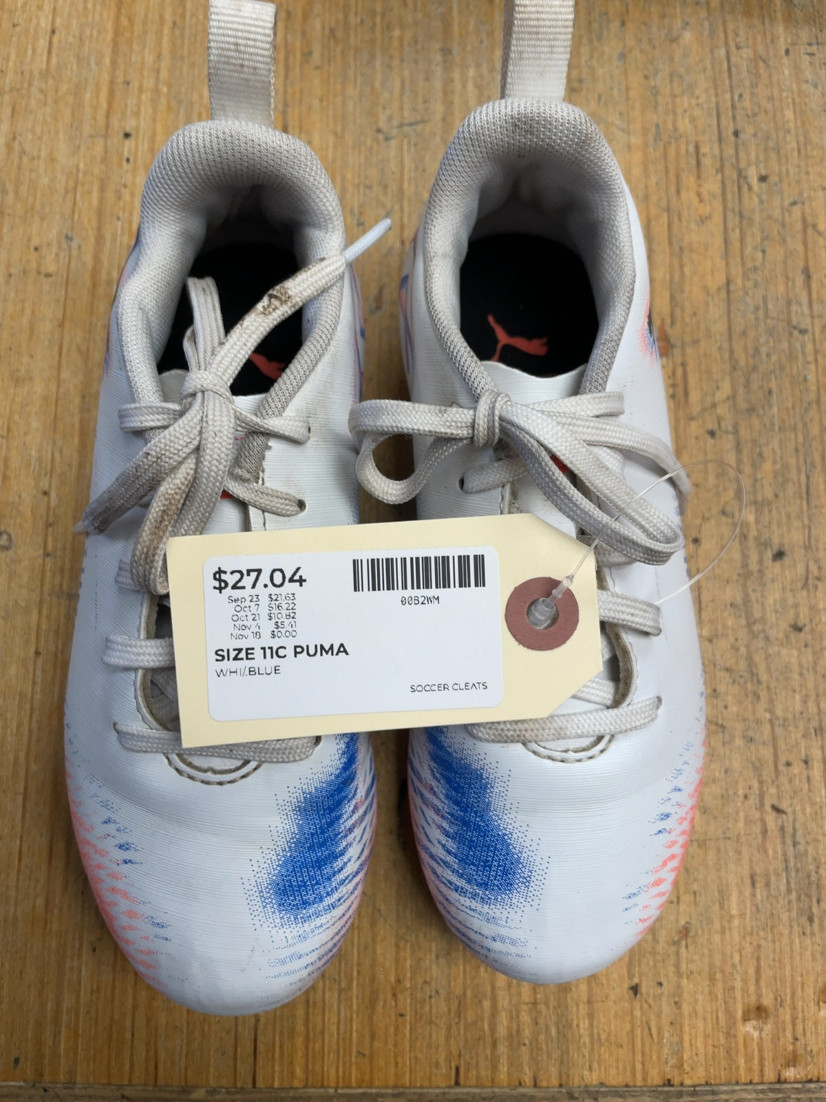 Puma Soccer Cleats Size 11C White/Blue