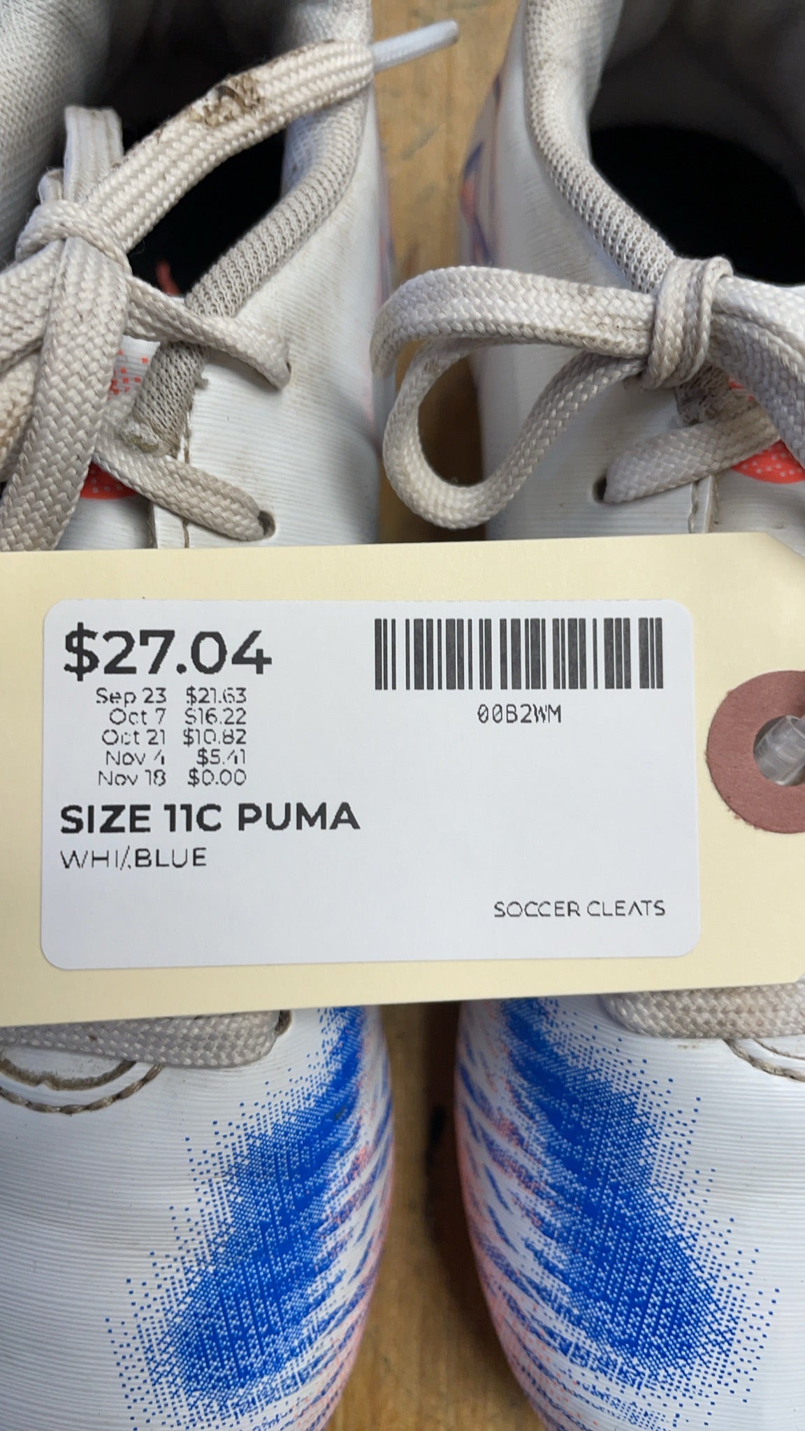 Puma Soccer Cleats Size 11C White/Blue