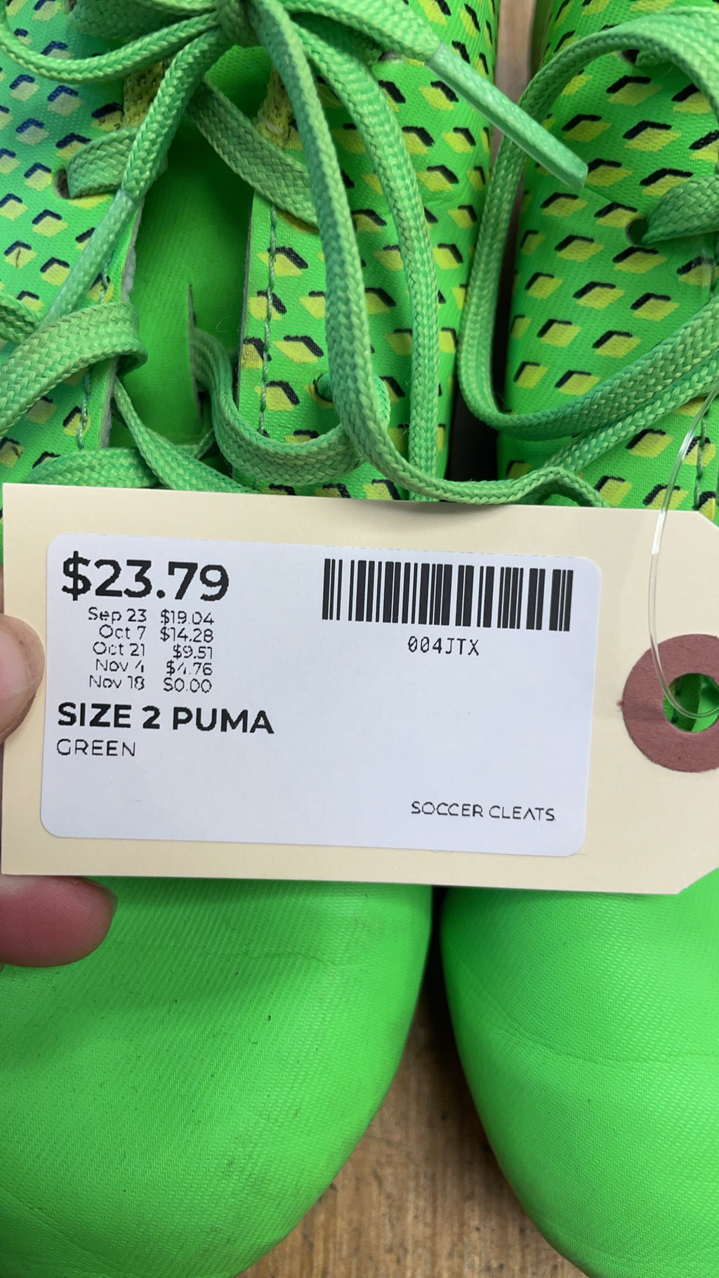 Puma Soccer Cleats Size 2C Green