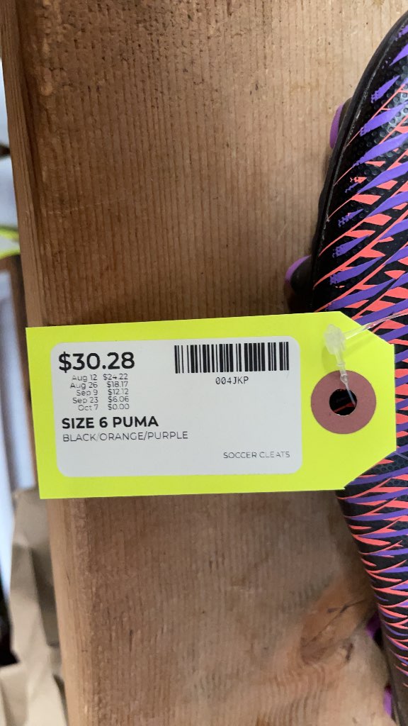 Puma Soccer Cleats Size 6 - Black/Orange/Purple