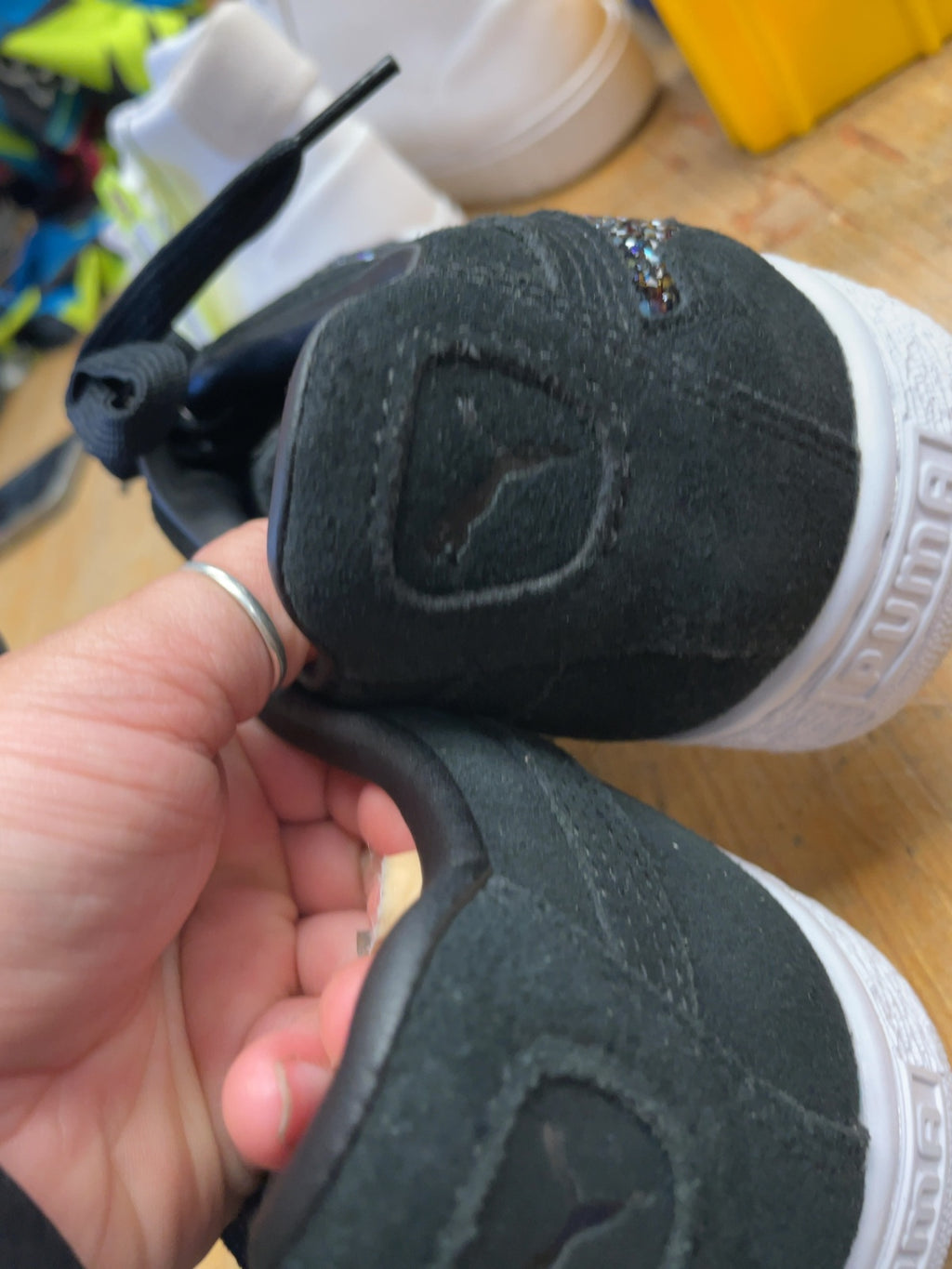 Puma Suede Ladies 10 Black Glitter Sneakers
