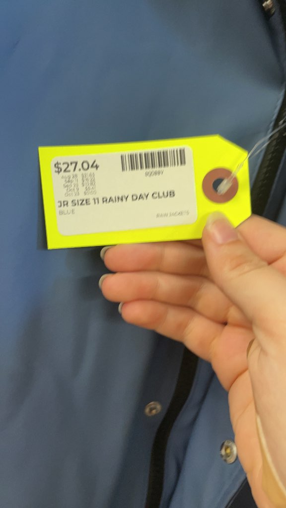 Rainy Day Club Blue Rain Jacket - Junior Size 11