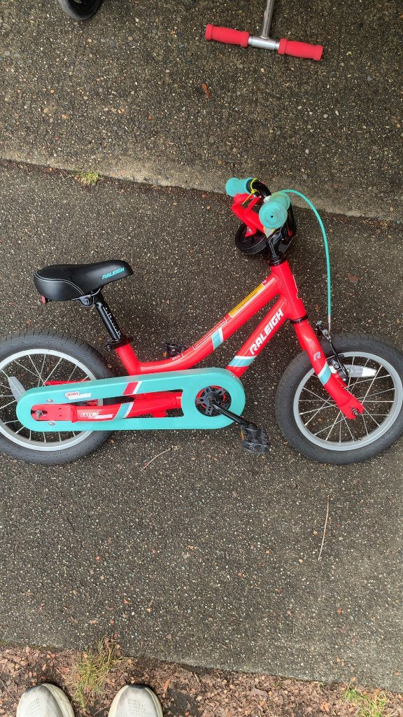 Raleigh 14" Kids Bike - Coral/Blue