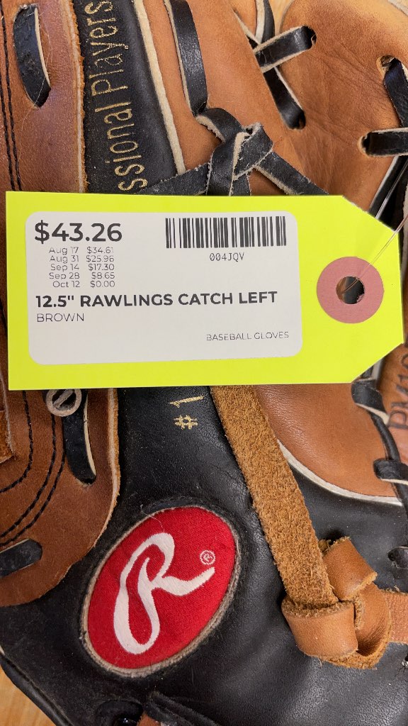 Rawlings 12.5" Baseball Glove - Left Hand Catch