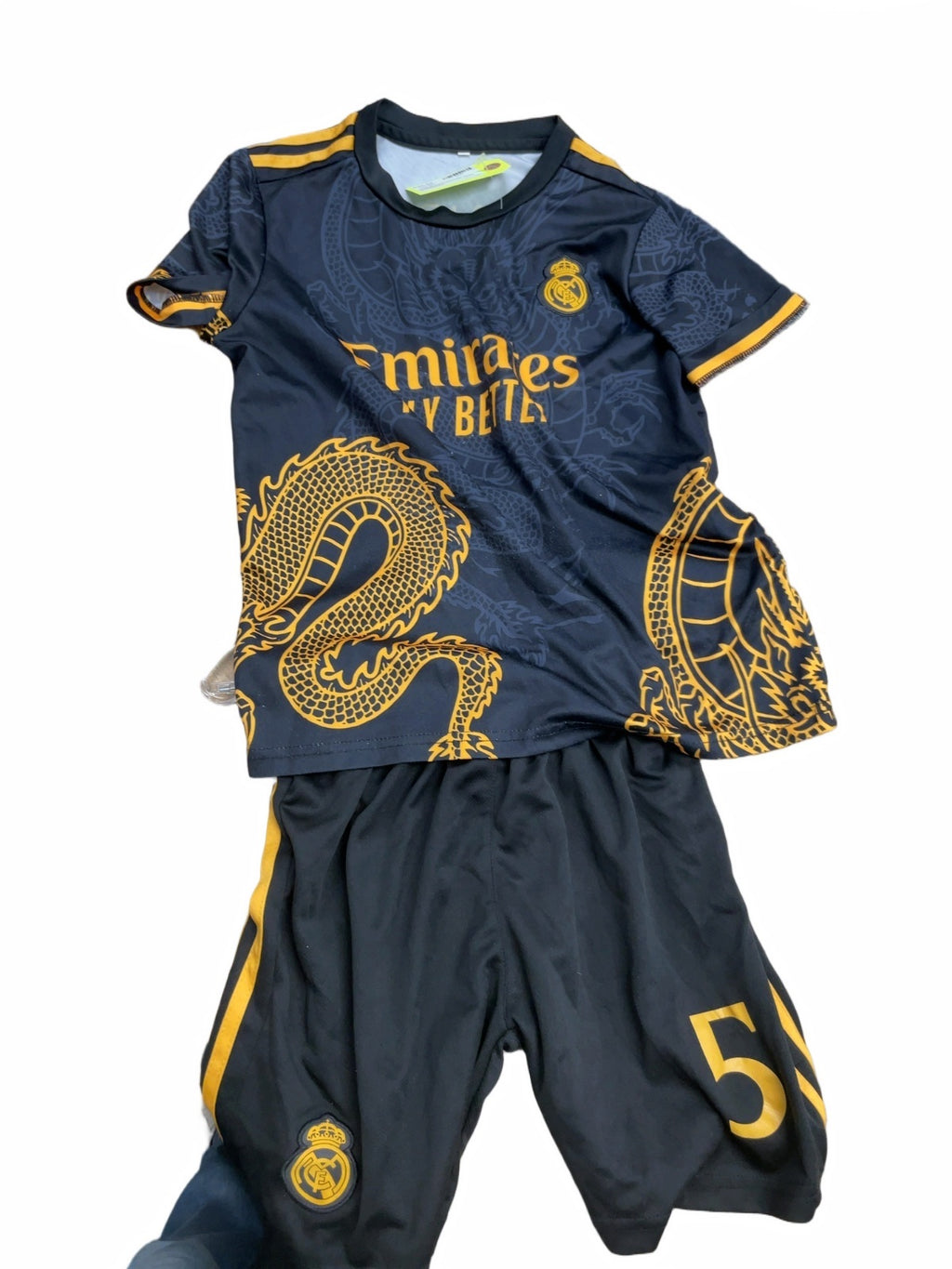 Real Madrid Bellingham Dragon Kit Size 26 Junior Soccer Jersey and Shorts