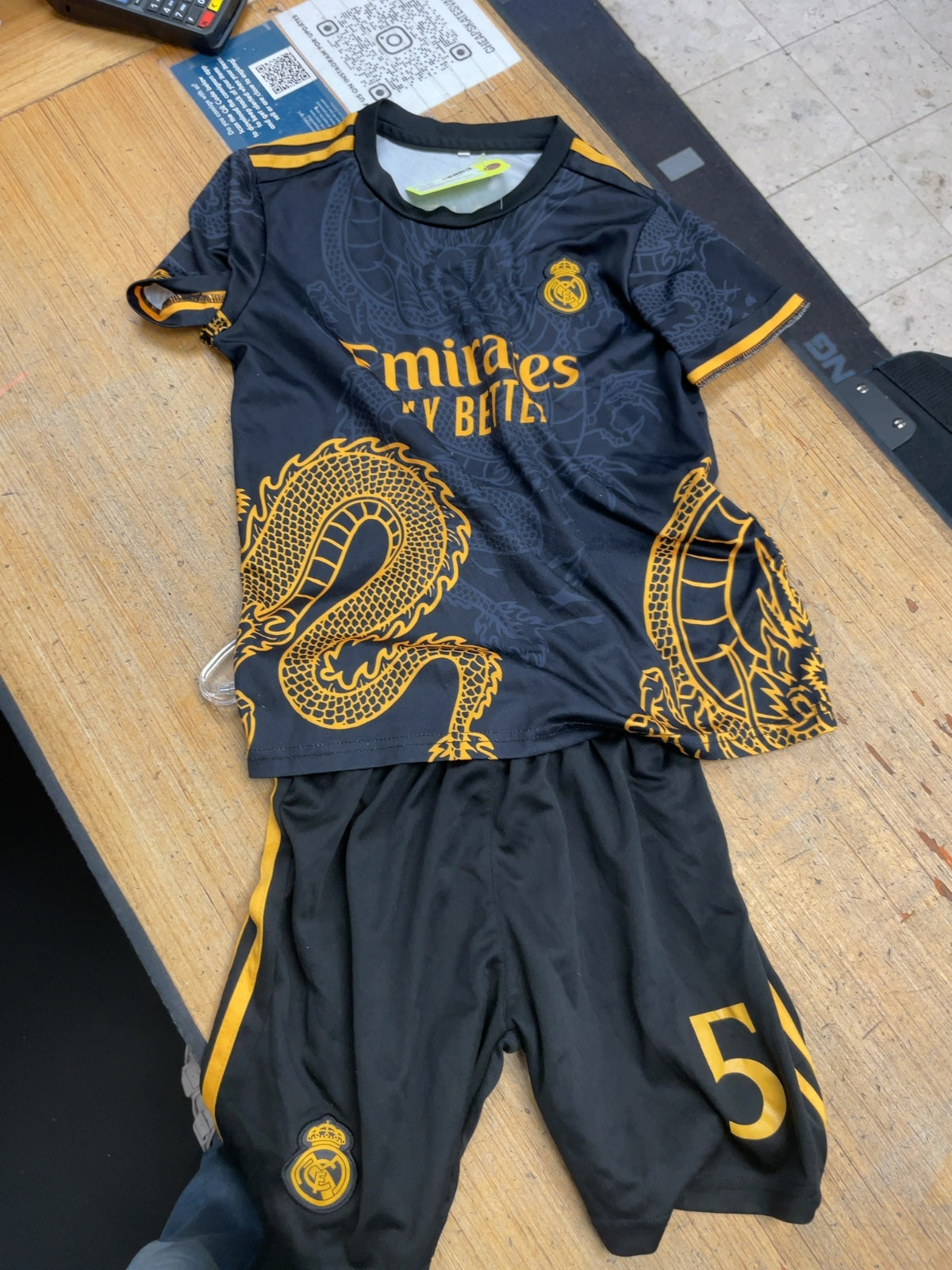 Real Madrid Bellingham Dragon Kit Size 26 Junior Soccer Jersey and Shorts
