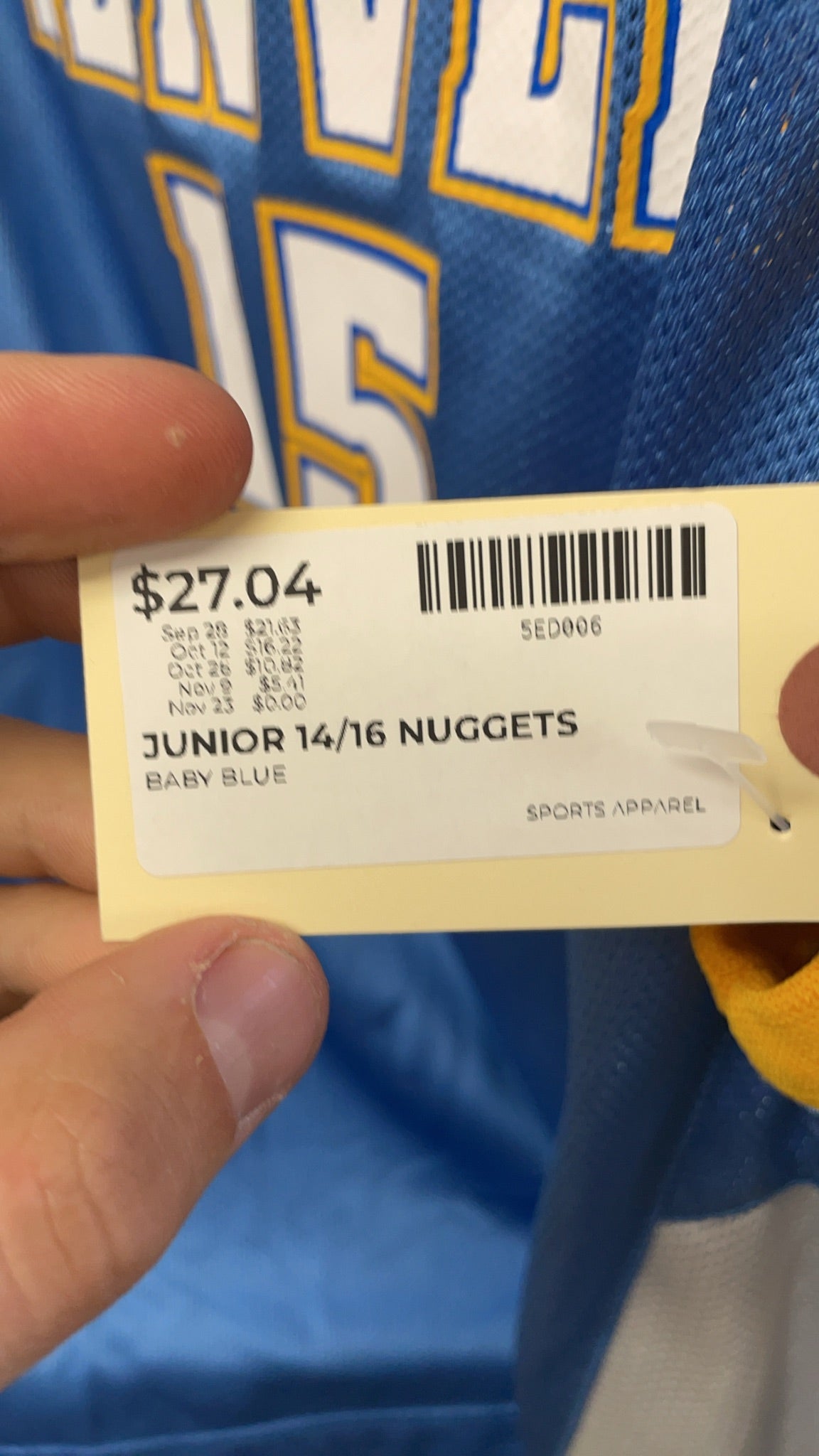Reebok Denver Nuggets Carmelo Anthony #15 Jersey Junior L (14/16)