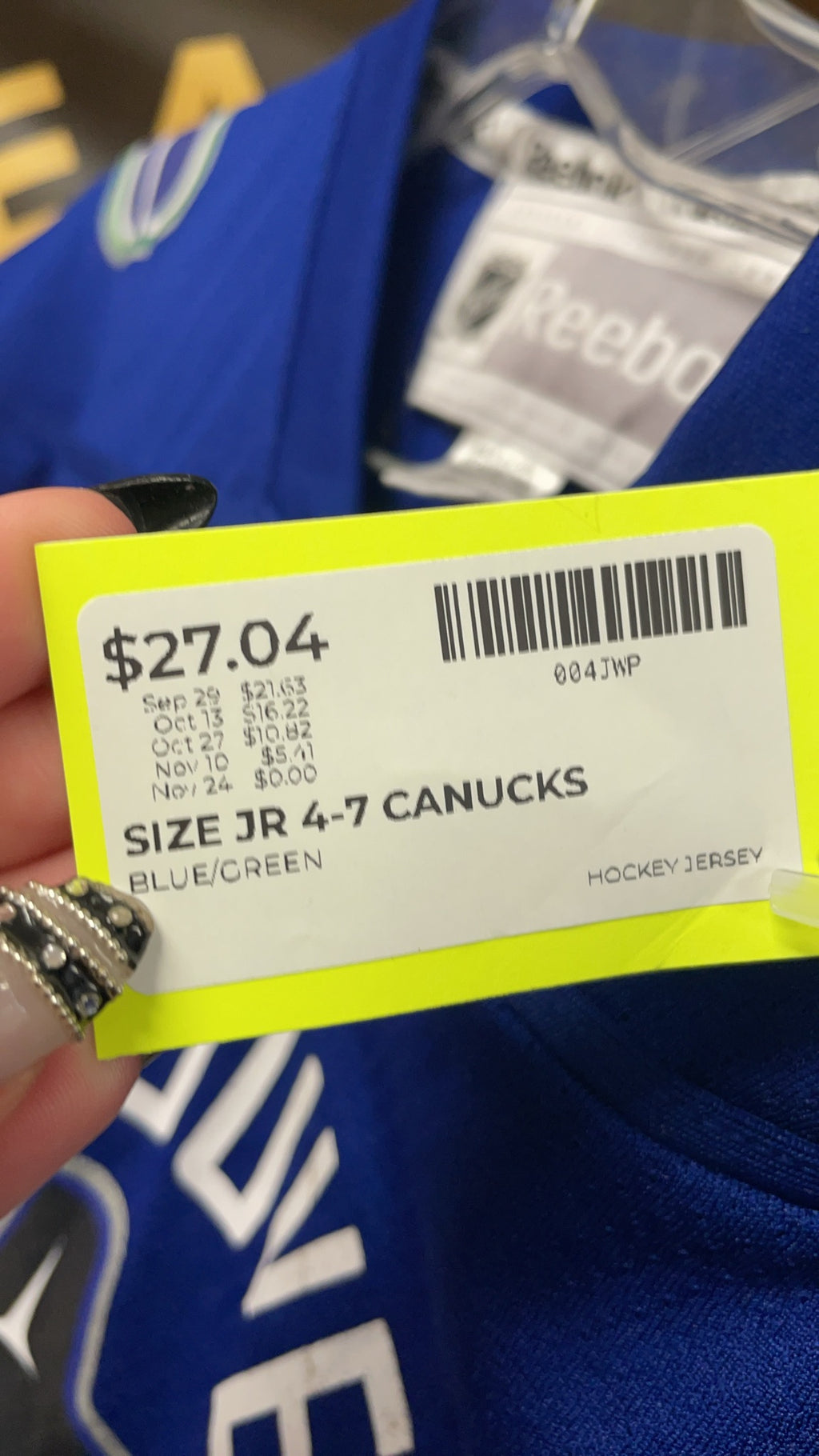 Reebok Vancouver Canucks Youth Child (4-7) Hockey Jersey