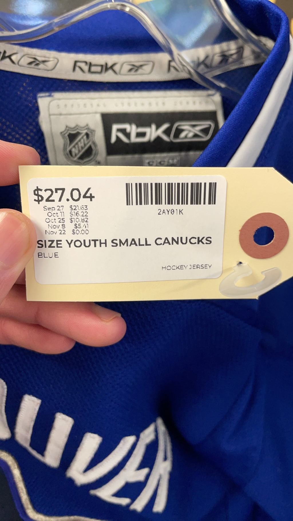 Reebok Vancouver Canucks Youth S/M NHL Hockey Jersey