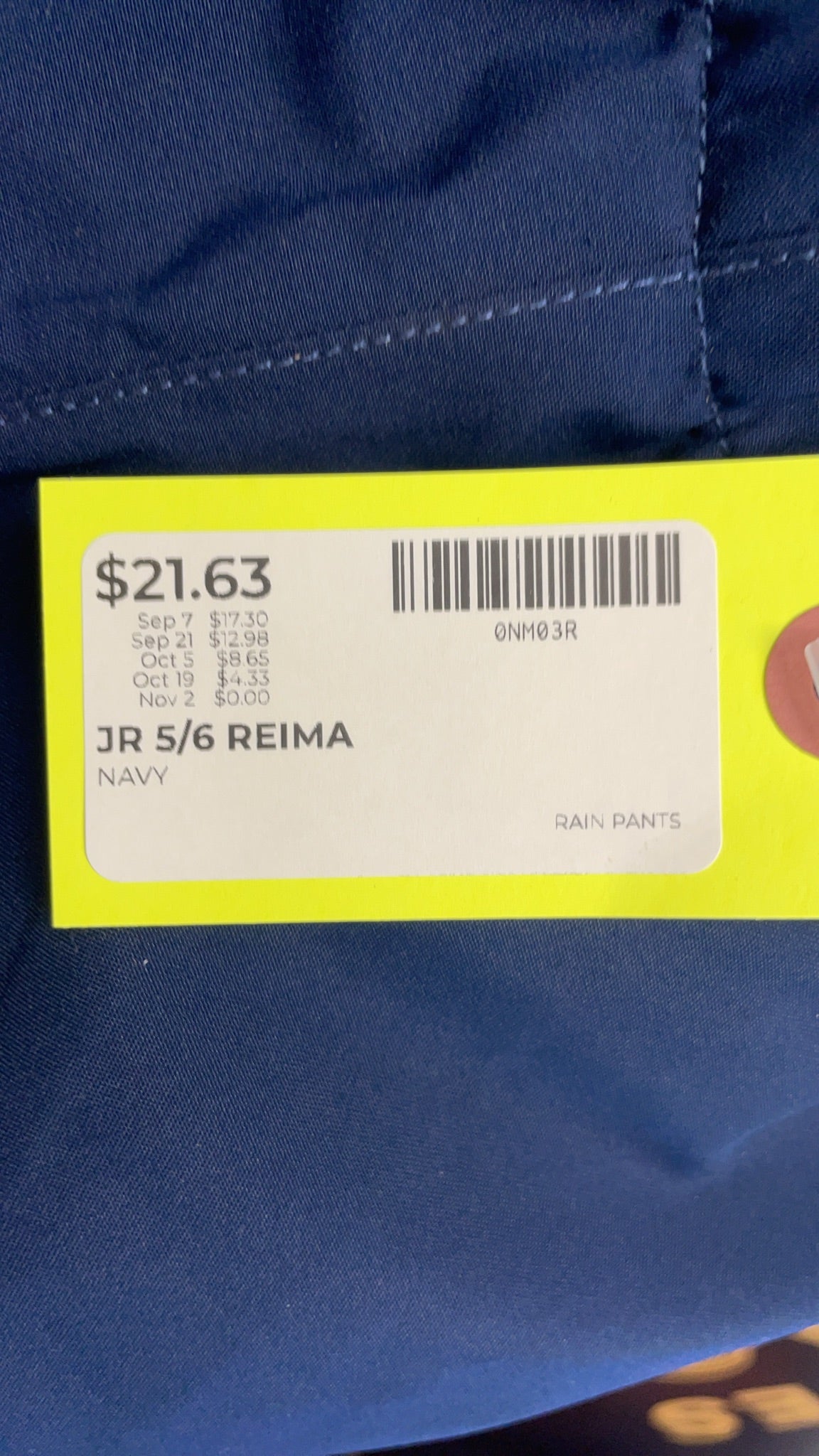 Reima Junior Rain Pants - Navy, Size 5/6