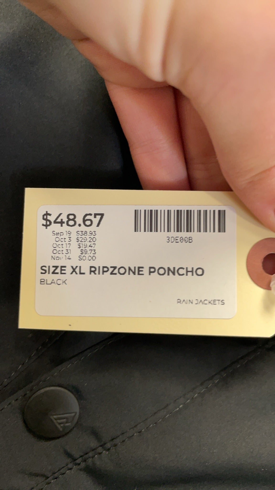Ripzone Poncho Size XL Black