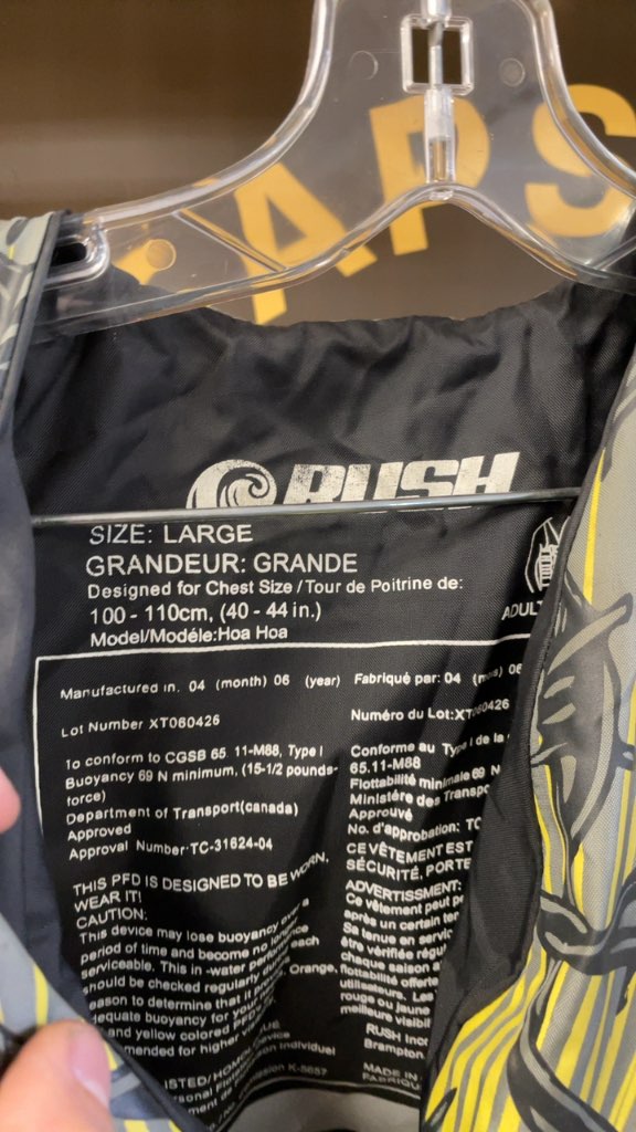 Rush Hoa Hoa Life Jacket PFD - Size Large