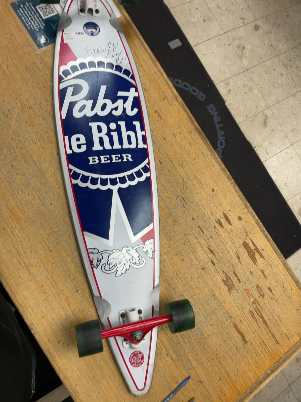 Santa Cruz Pabst Blue Ribbon Pintail Longboard Skateboard