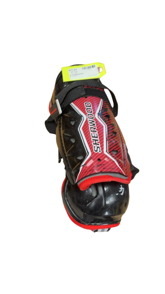Sherwood 9" Hockey Shin Pads - Black/Red